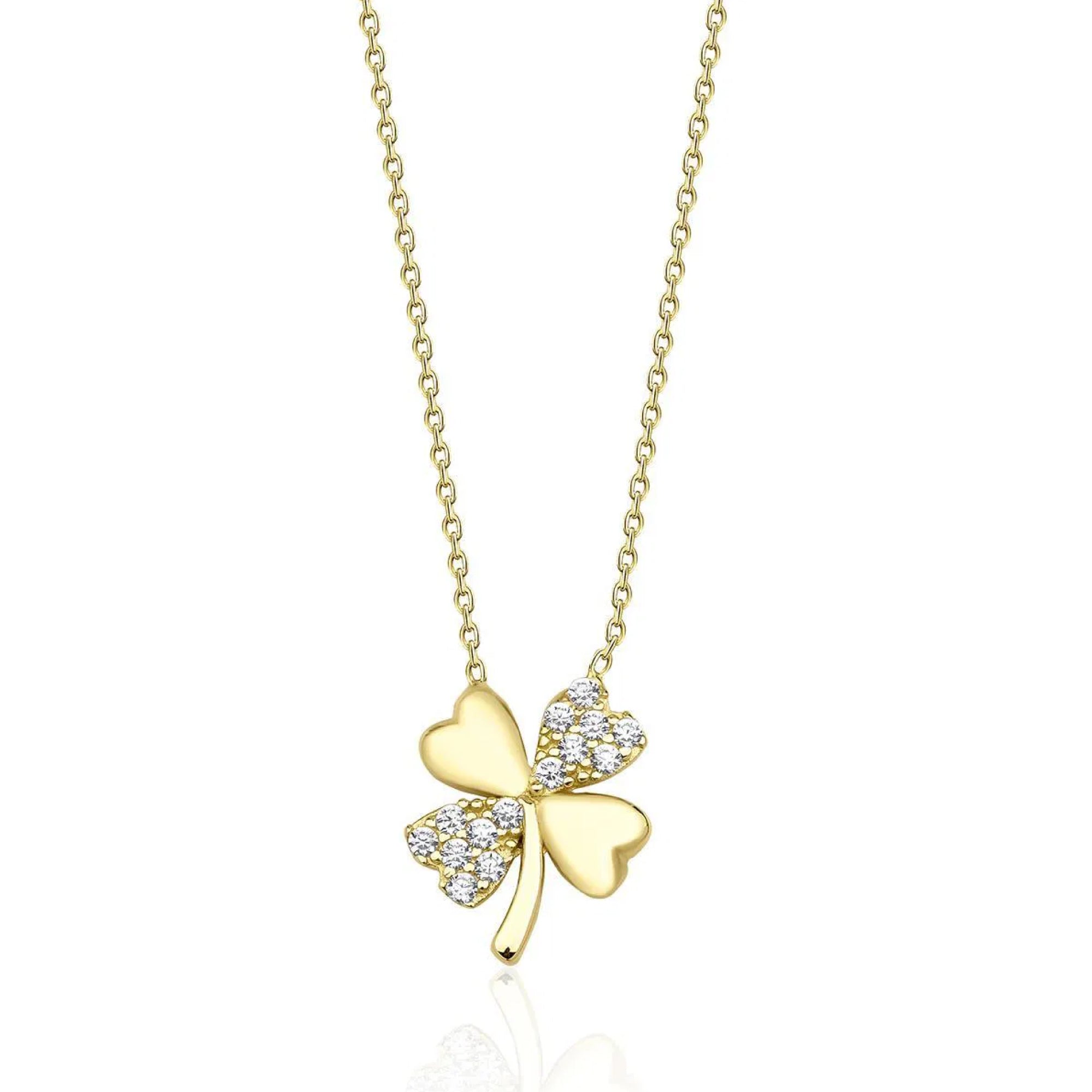 14K Gold Clover Necklace