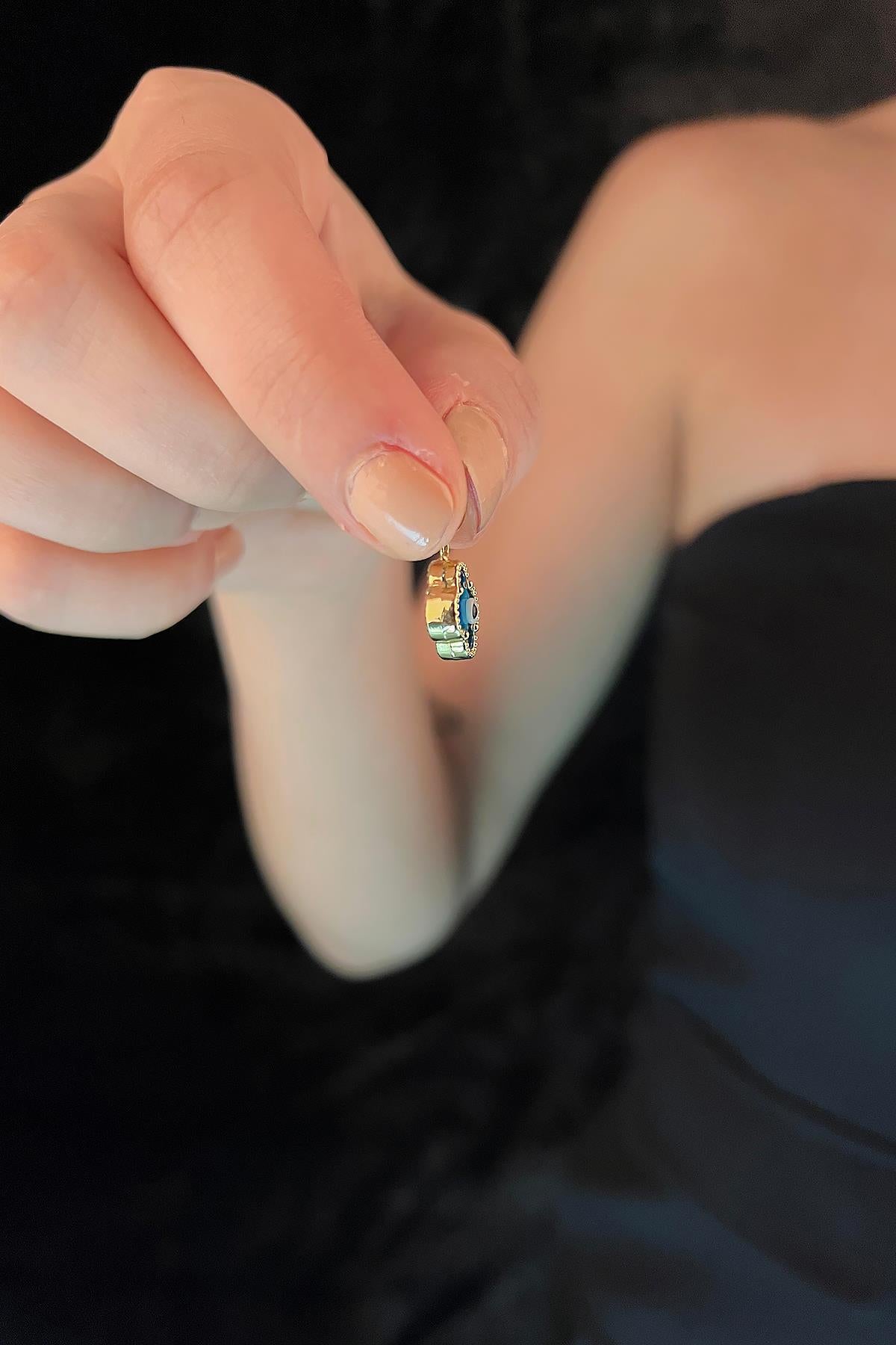 14K Gold Clover Shape Evil Eye Charm