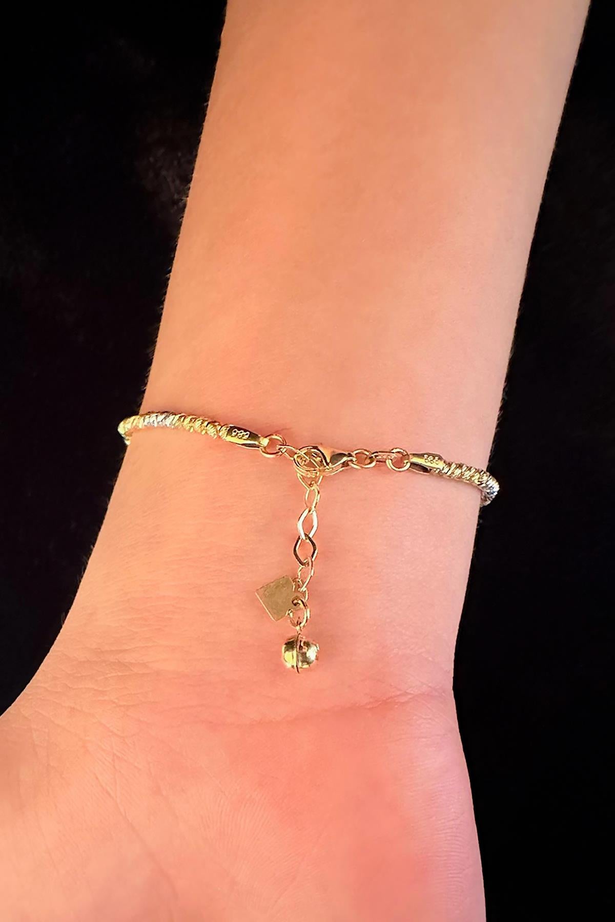 14K Solid Gold Colored Beaded Dorica 3 Evil Eye Bracelet