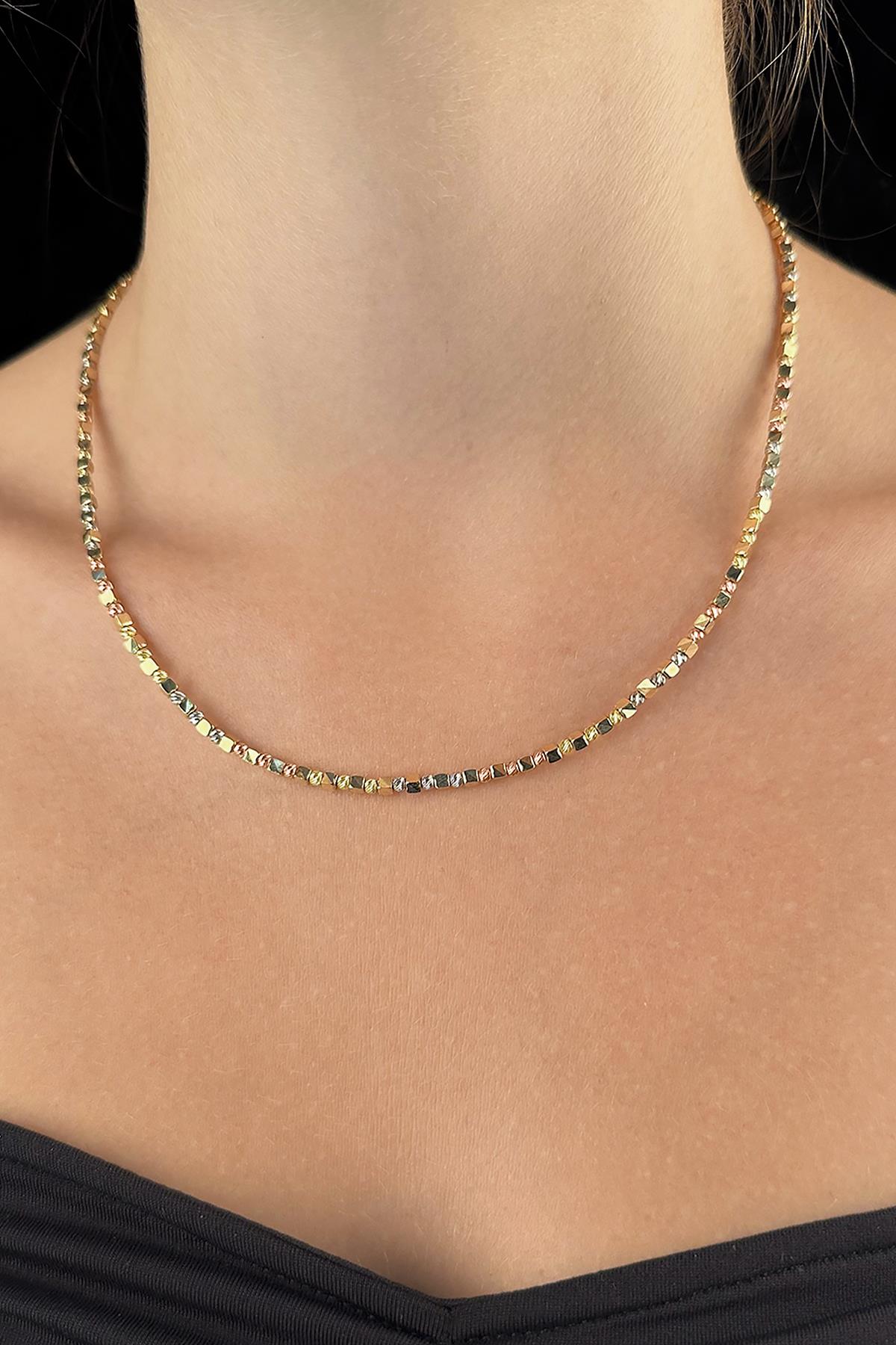 14K Gold Colored Cube & Dorica Chain