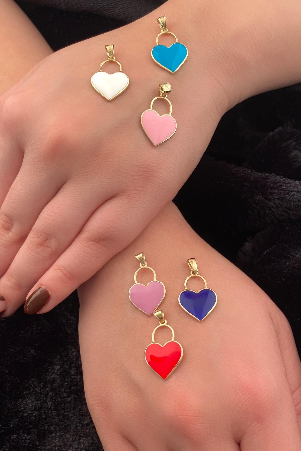 14K Gold-colored Enameled Heart Shaped charm ( You Can Chosse The Color)