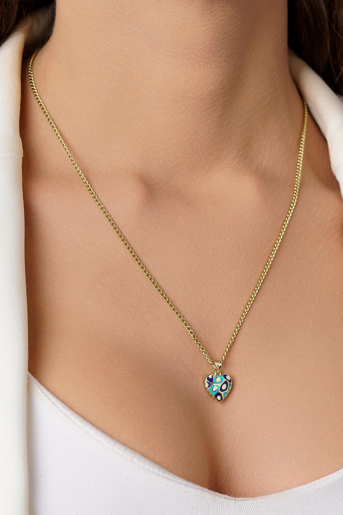 14K Solid Gold Colorful Charm Necklace, Curb Chain