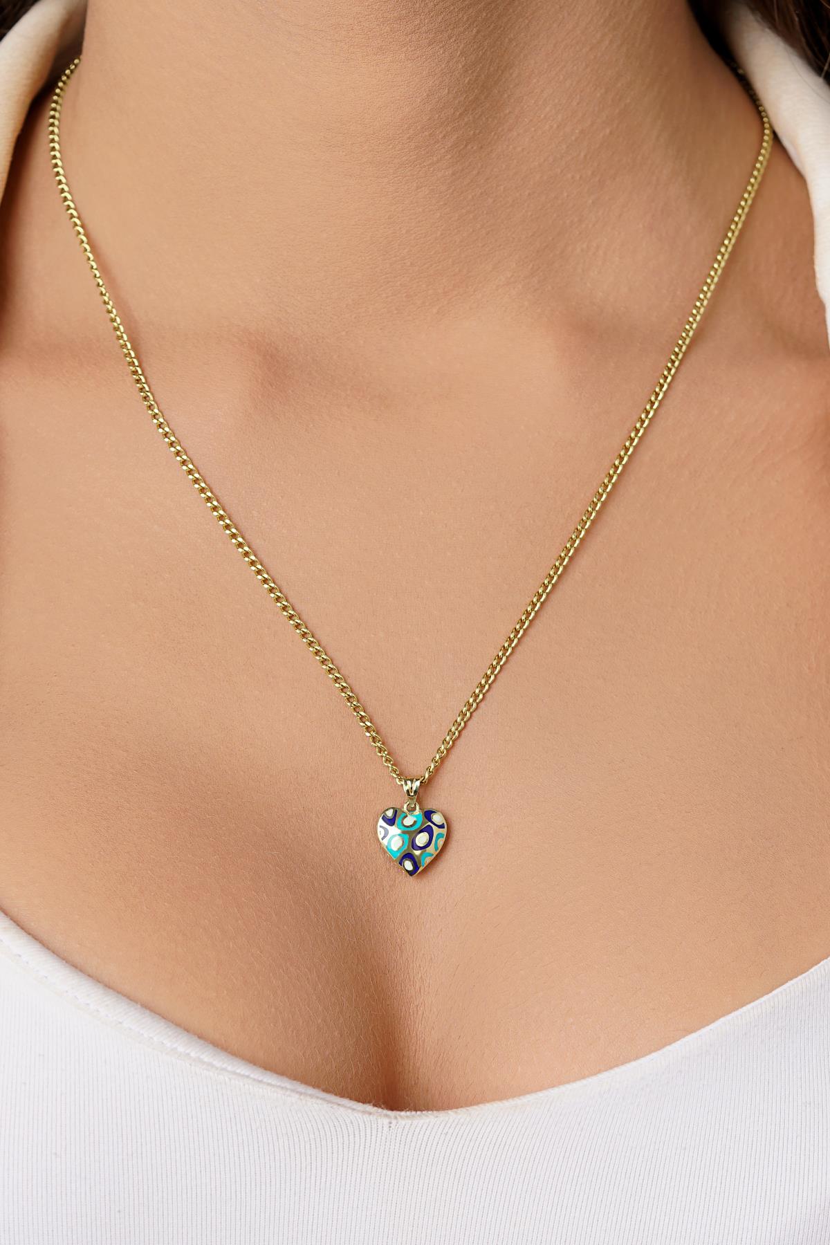 14K Gold Colorful Charm Necklace, Curb Chain