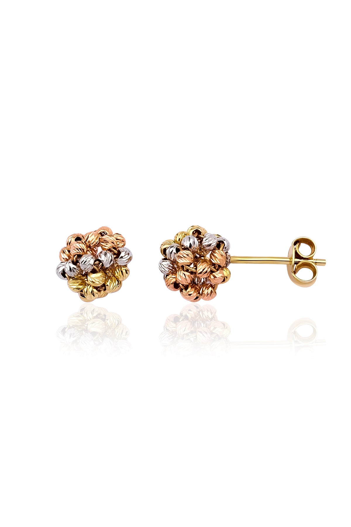 14K Solid Gold Colorful Dorika Ball Earrings