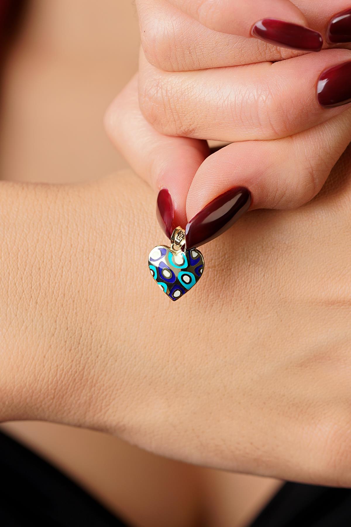 14K Gold Colorful Heart Charm