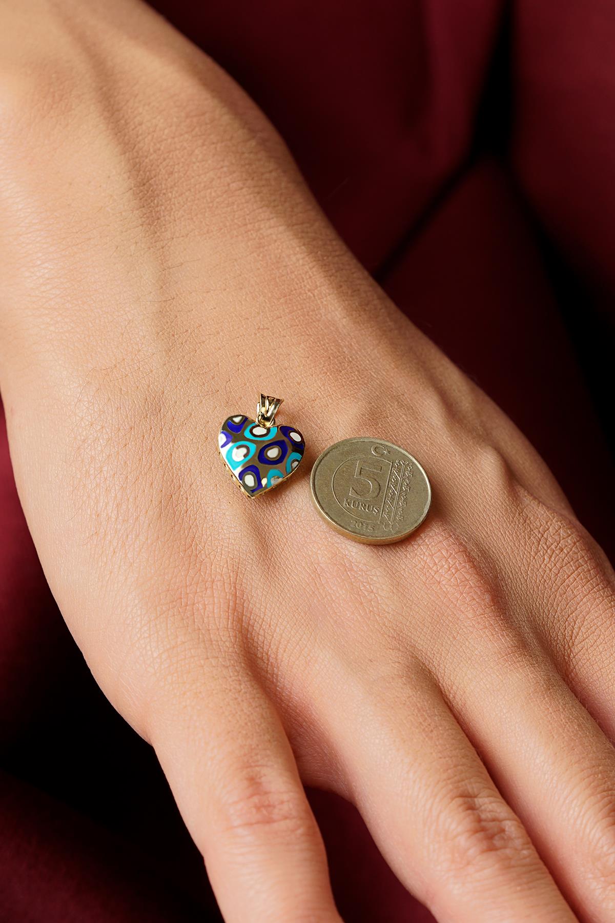 14K Gold Colorful Heart Charm