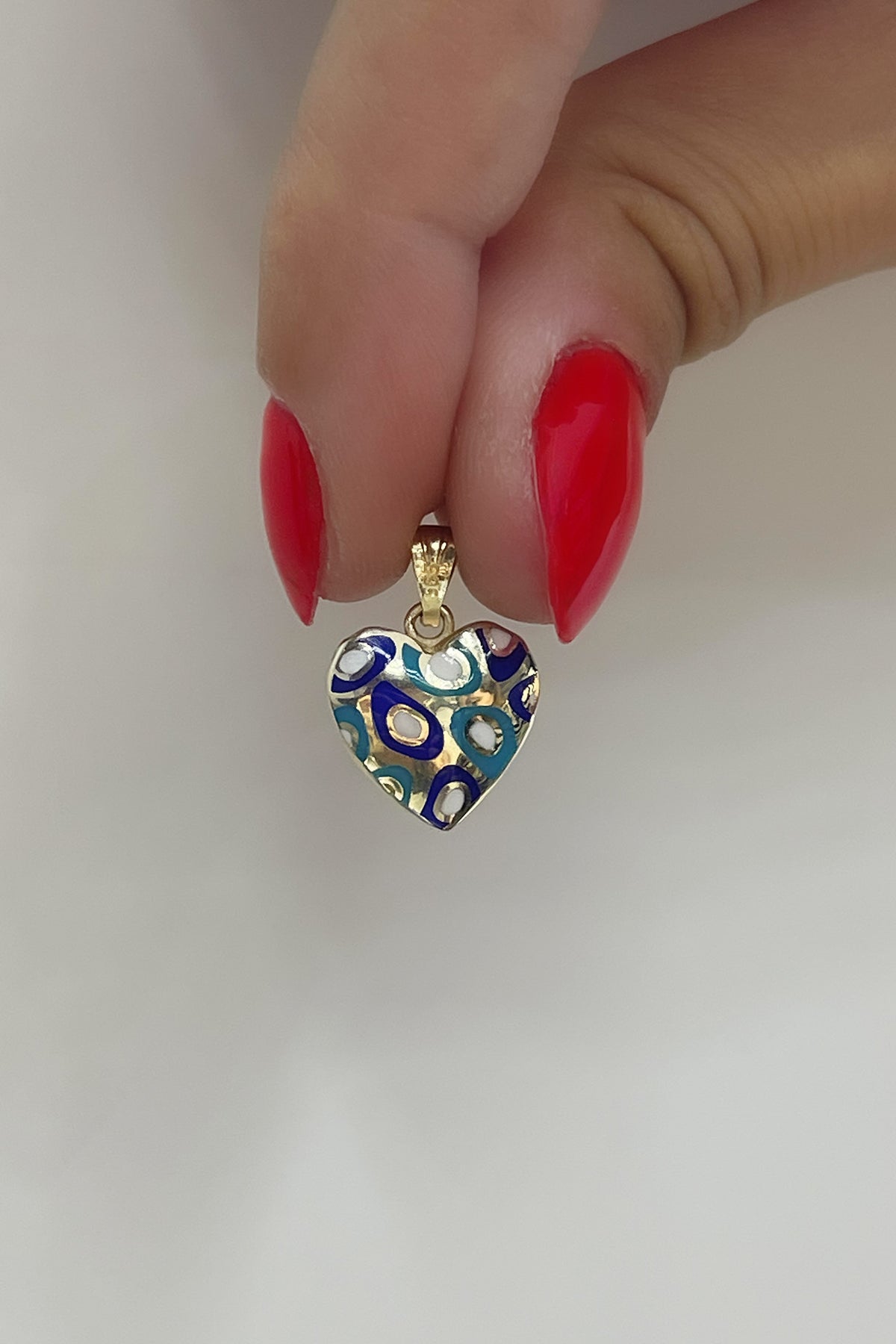 14K Gold Colorful Heart Charm