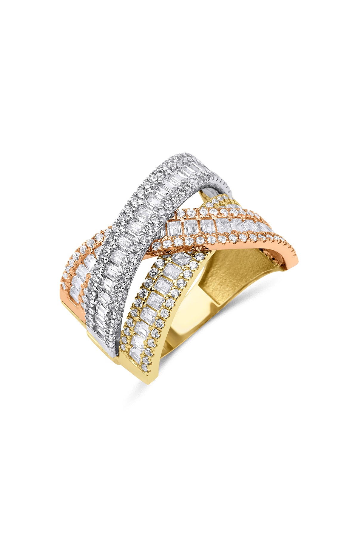 14K Gold Coloured Cross Spiral Gold Ring