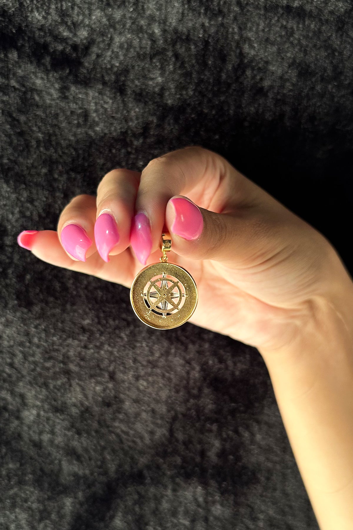 14K Gold Compass Charm