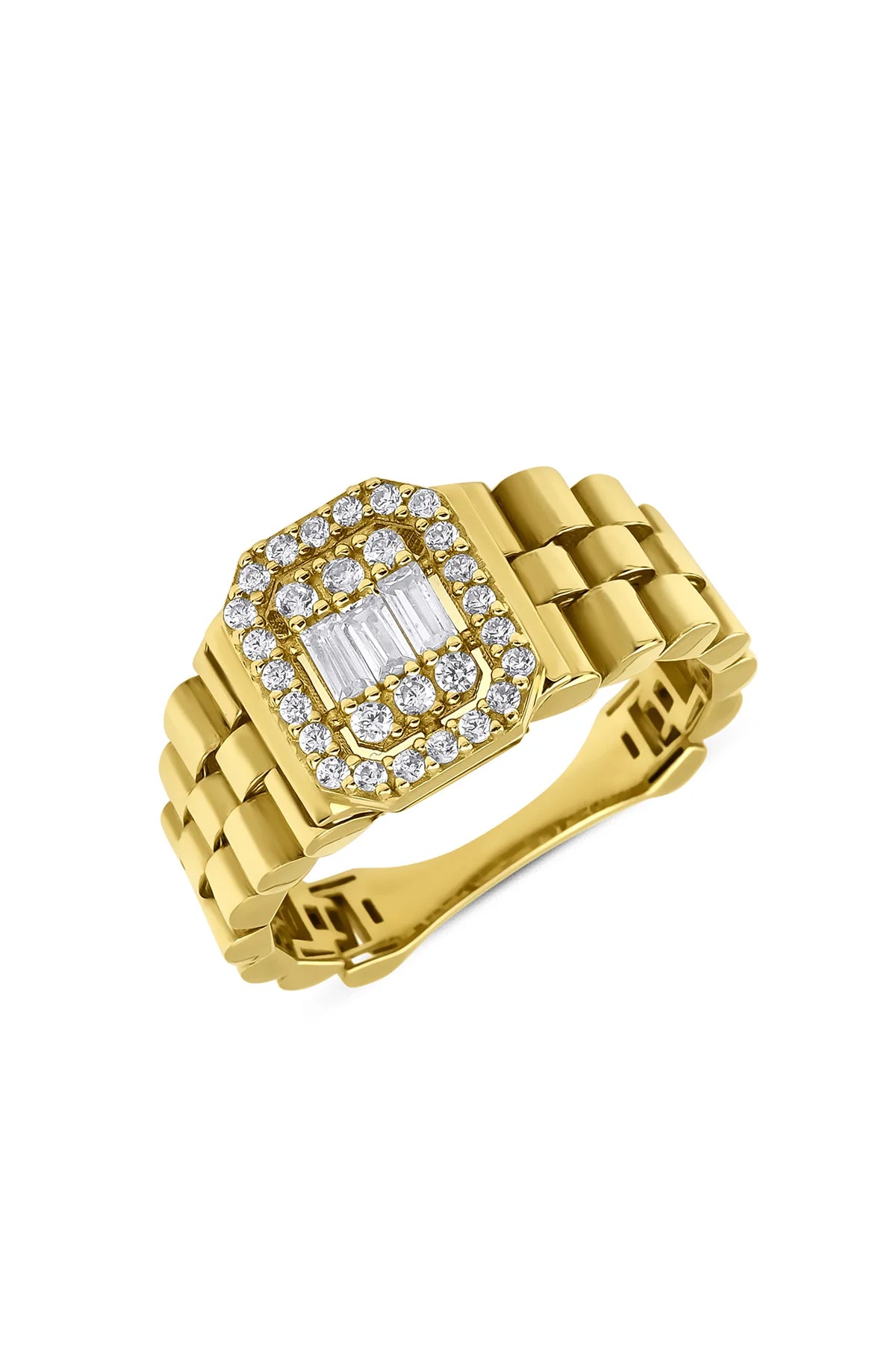 14K Gold Cord Baguette Ring