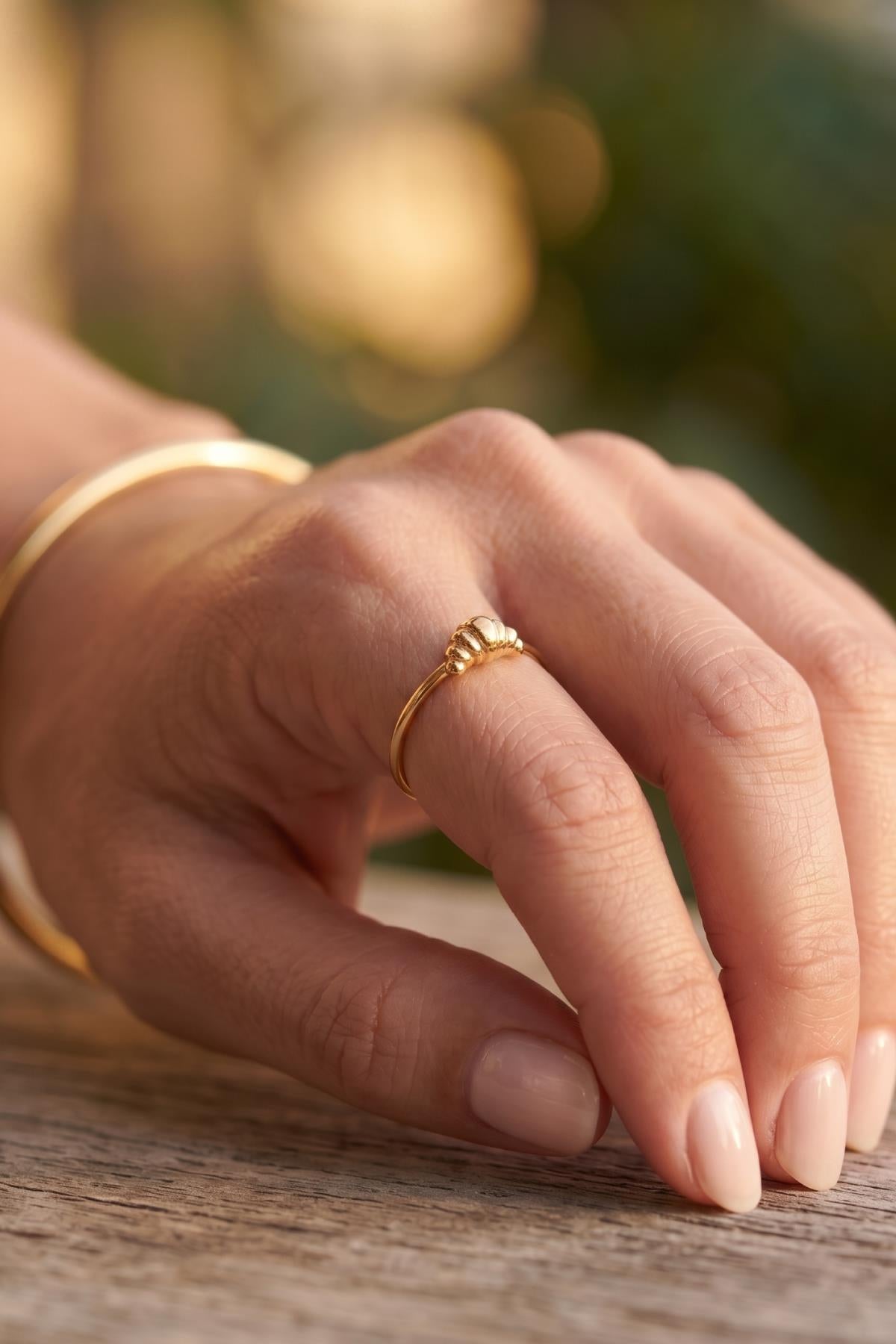 14K Gold Croissant Ring