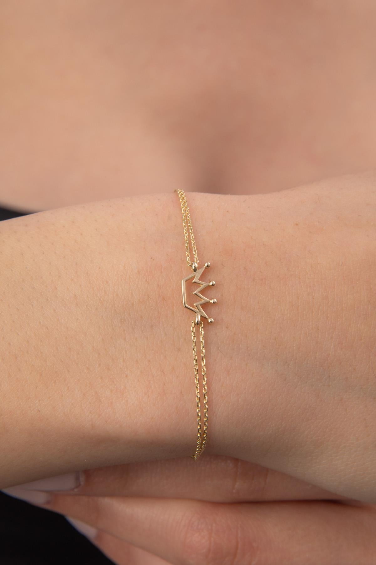 14K Gold Crown Bracelet