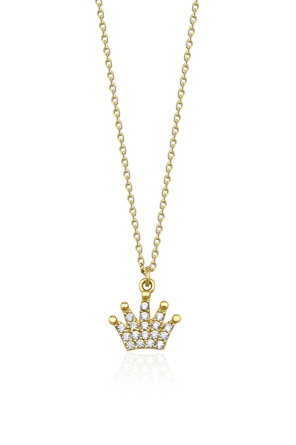 14K Gold Crown Shape Necklace