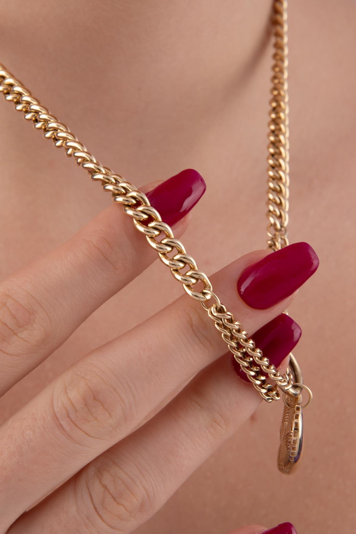 14K Gold Cuban Chain Heart Necklace