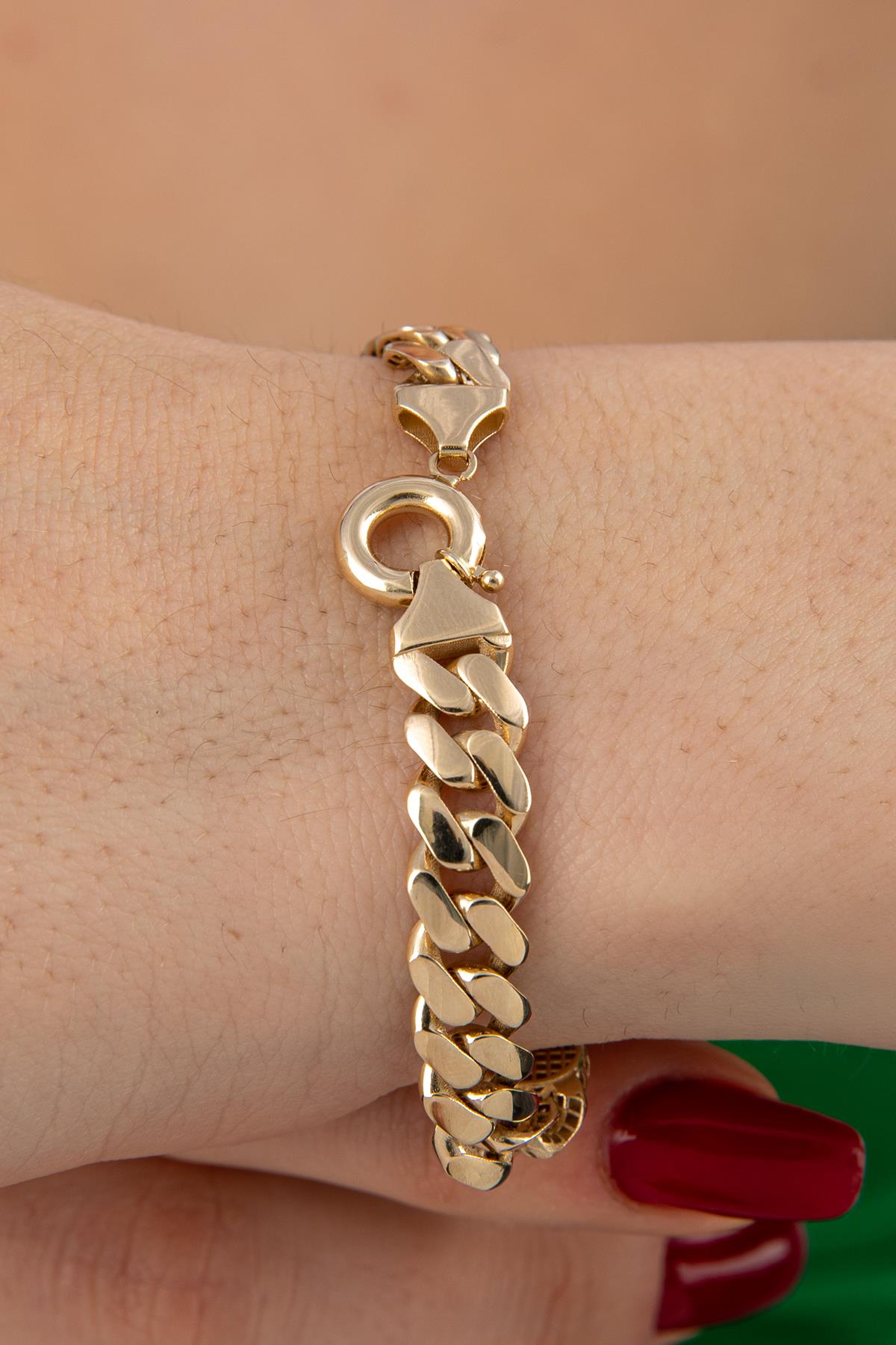 14K Gold Cuban Evil Eyes Bracelet