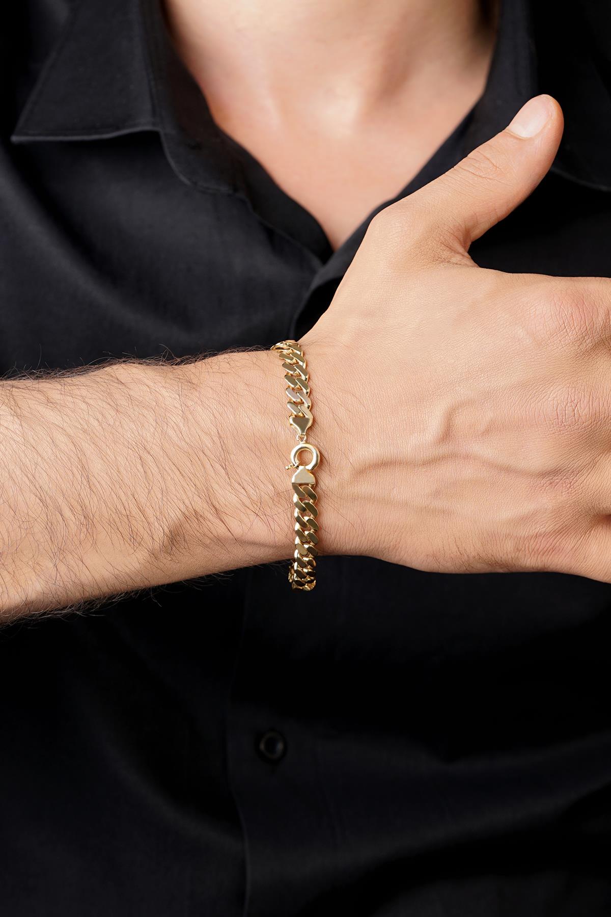 14K Gold Cuban Evil Eyes Bracelet