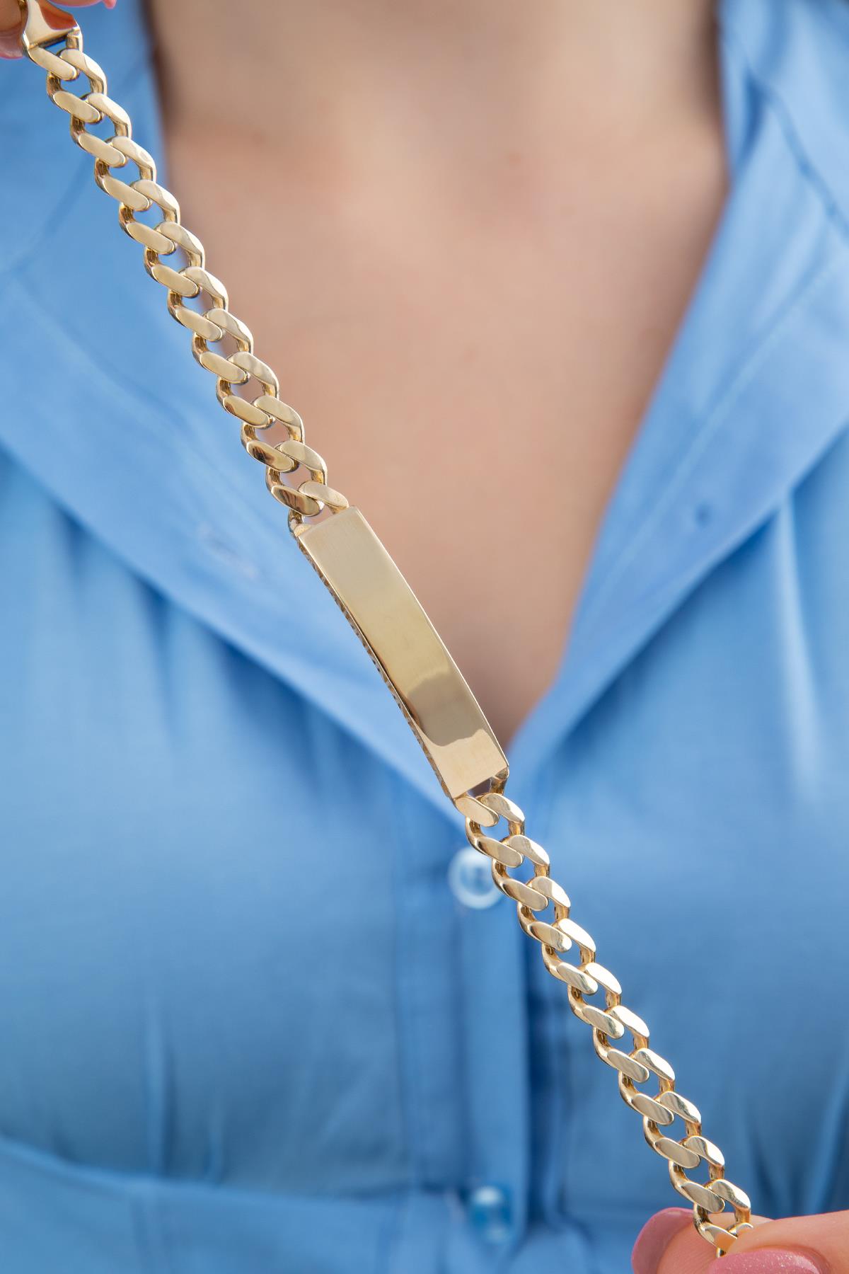 14K Gold Cuban İd Bracelet