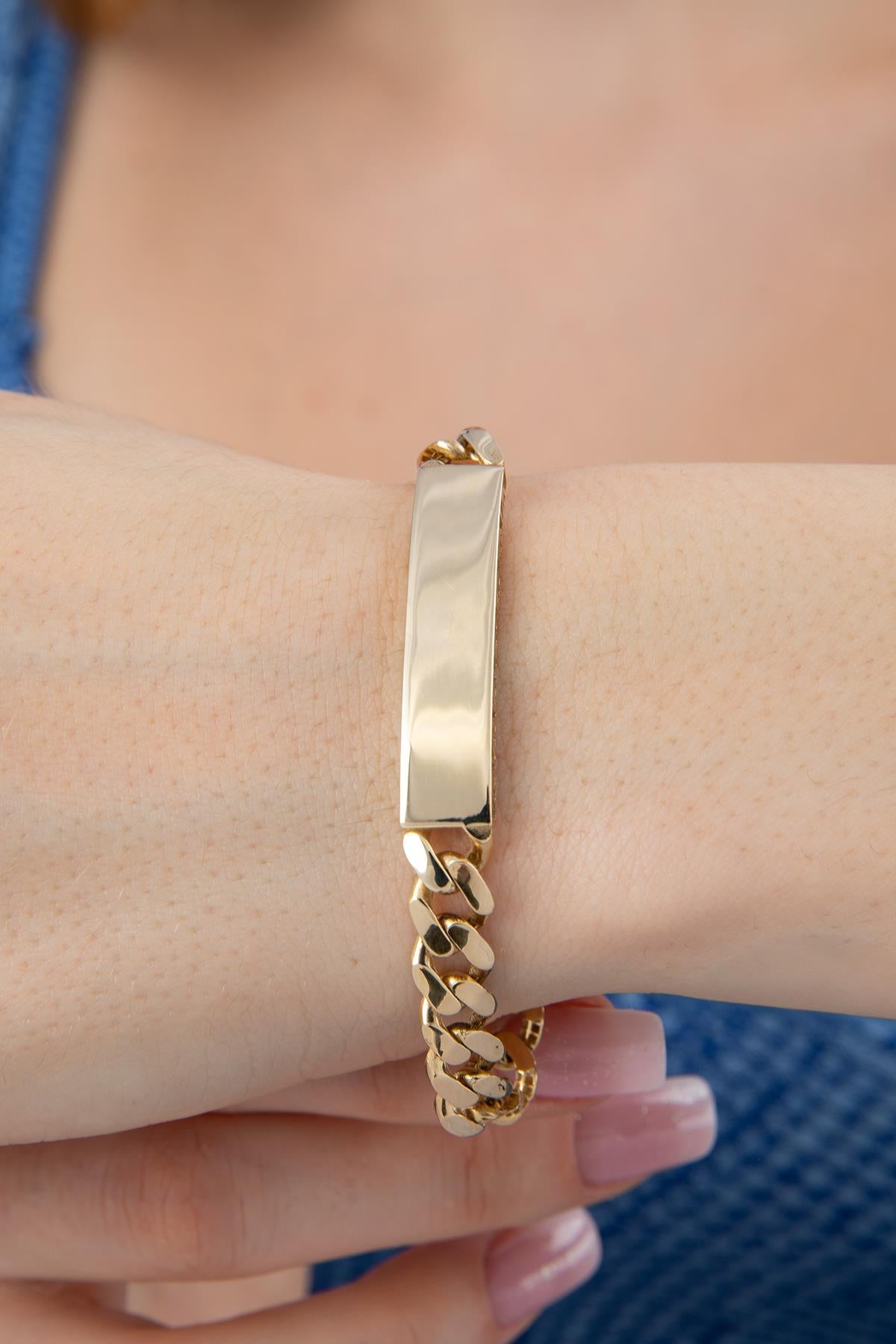 14K Gold Cuban İd Bracelet