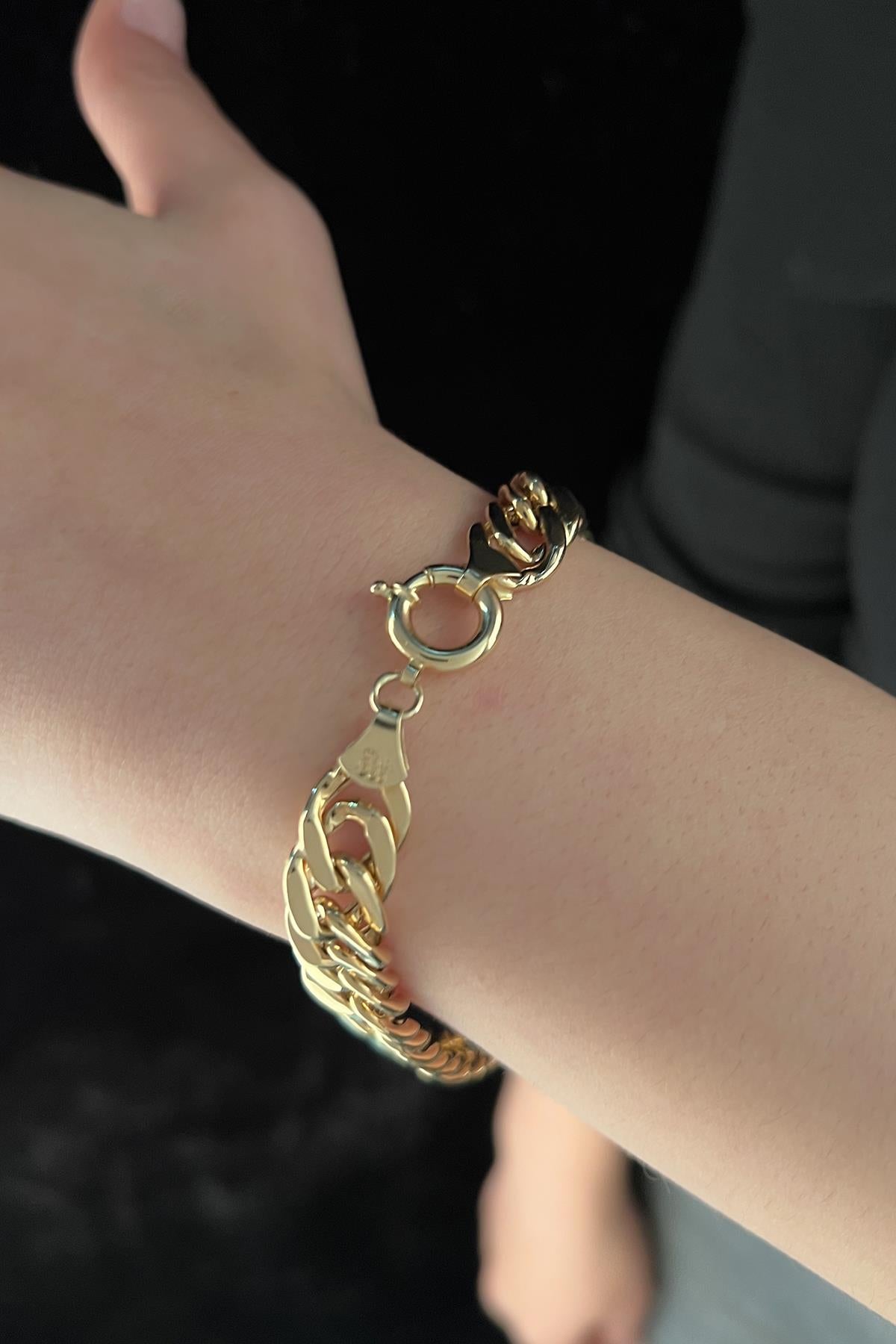 14K Gold Cuban Link Chain Beacelet