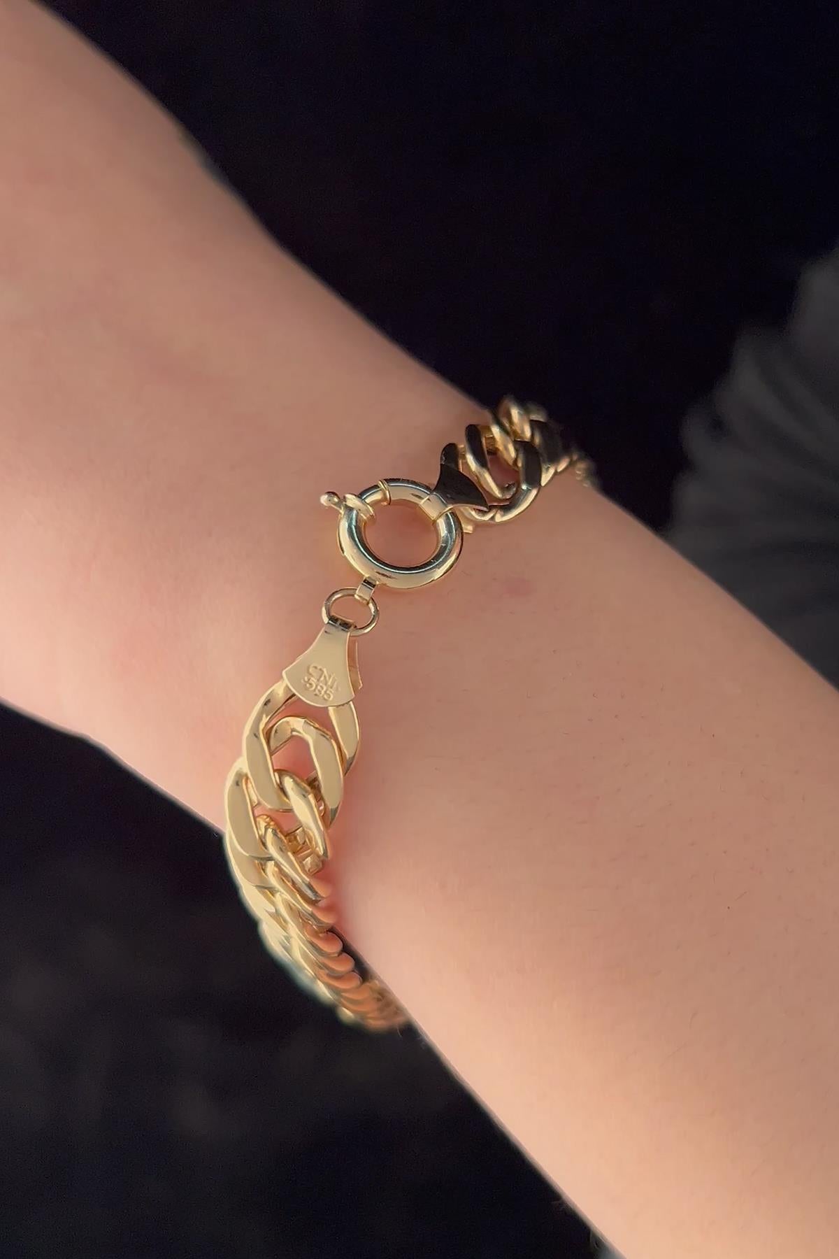 14K Gold Cuban Link Chain Beacelet