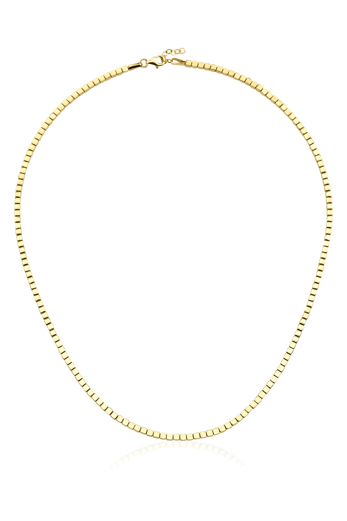 14K Gold Cube Beaded Necklace