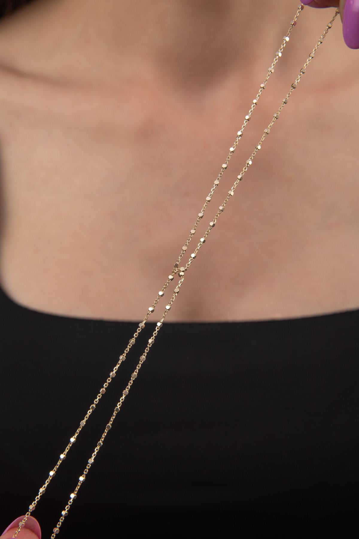 14K Gold Cube Hand Chain