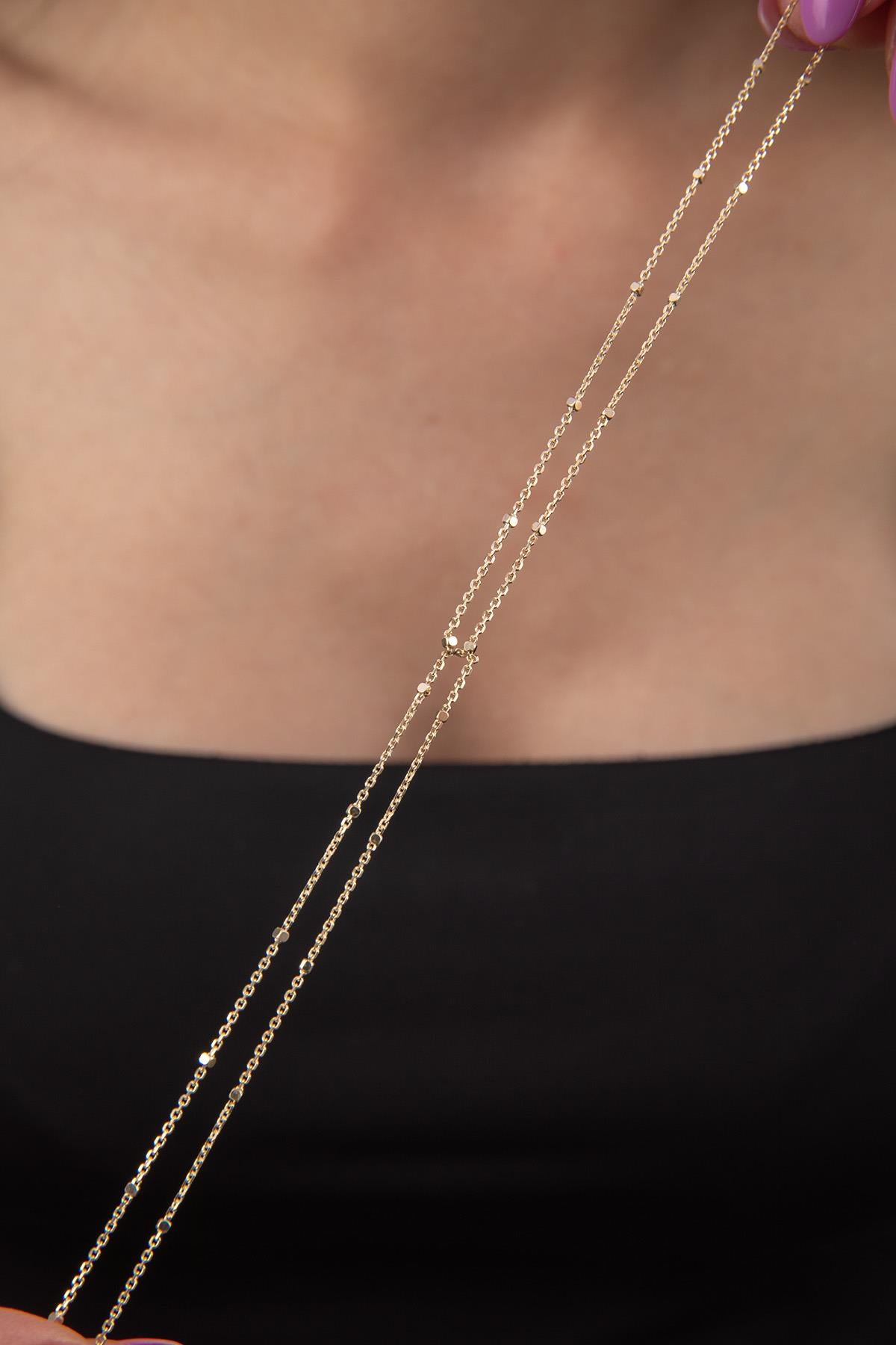 14K Gold Cube Hand Chain