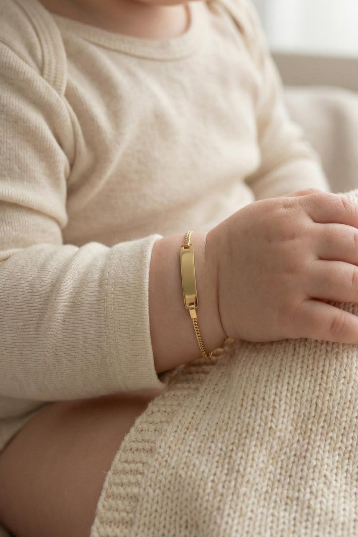 14K Gold Curb Chain Baby ID Bracelet