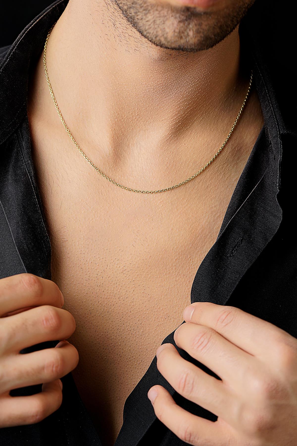 14K Gold Curb Chain Men’s Necklace