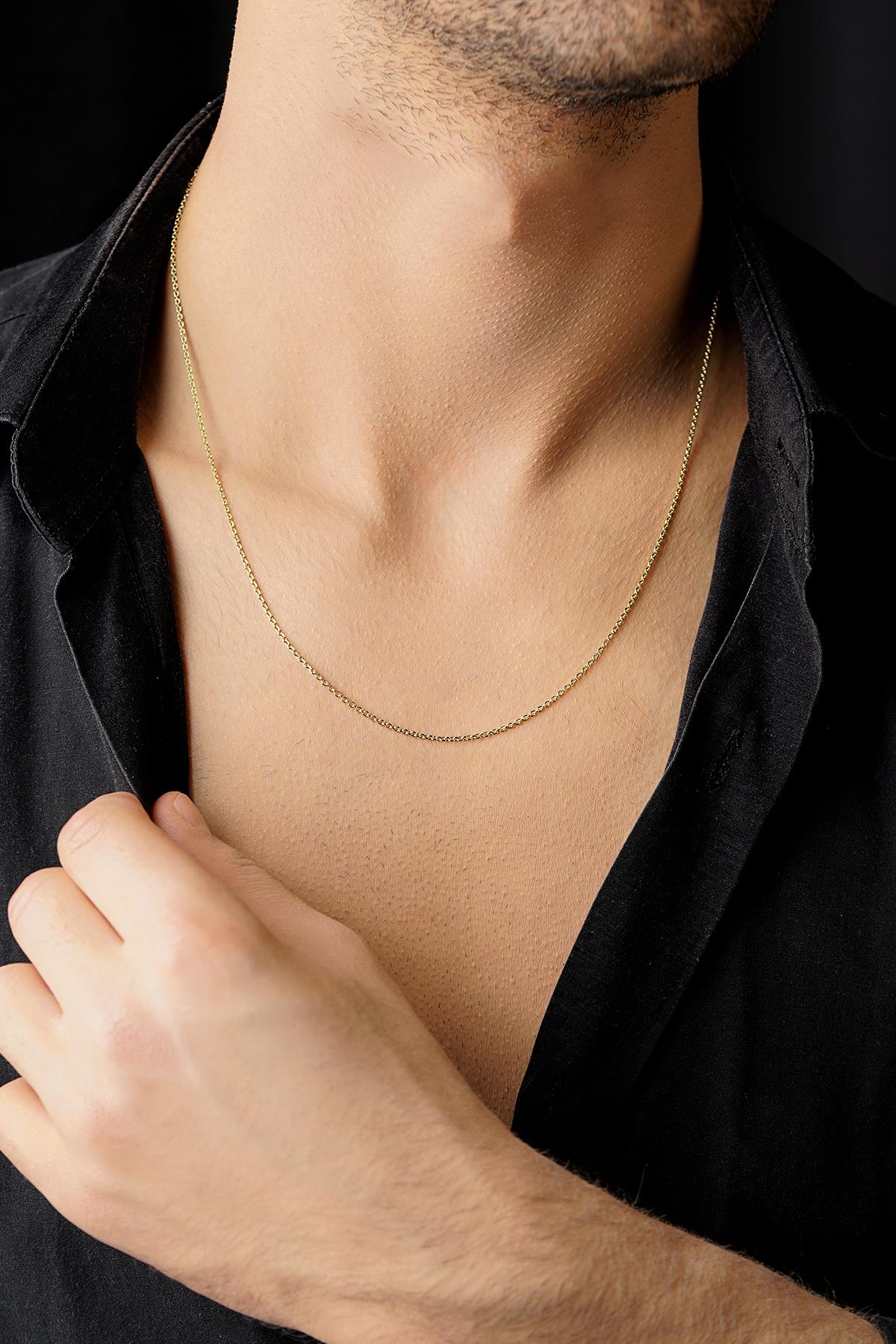 14K Solid Gold Curb Chain Men’s Necklace