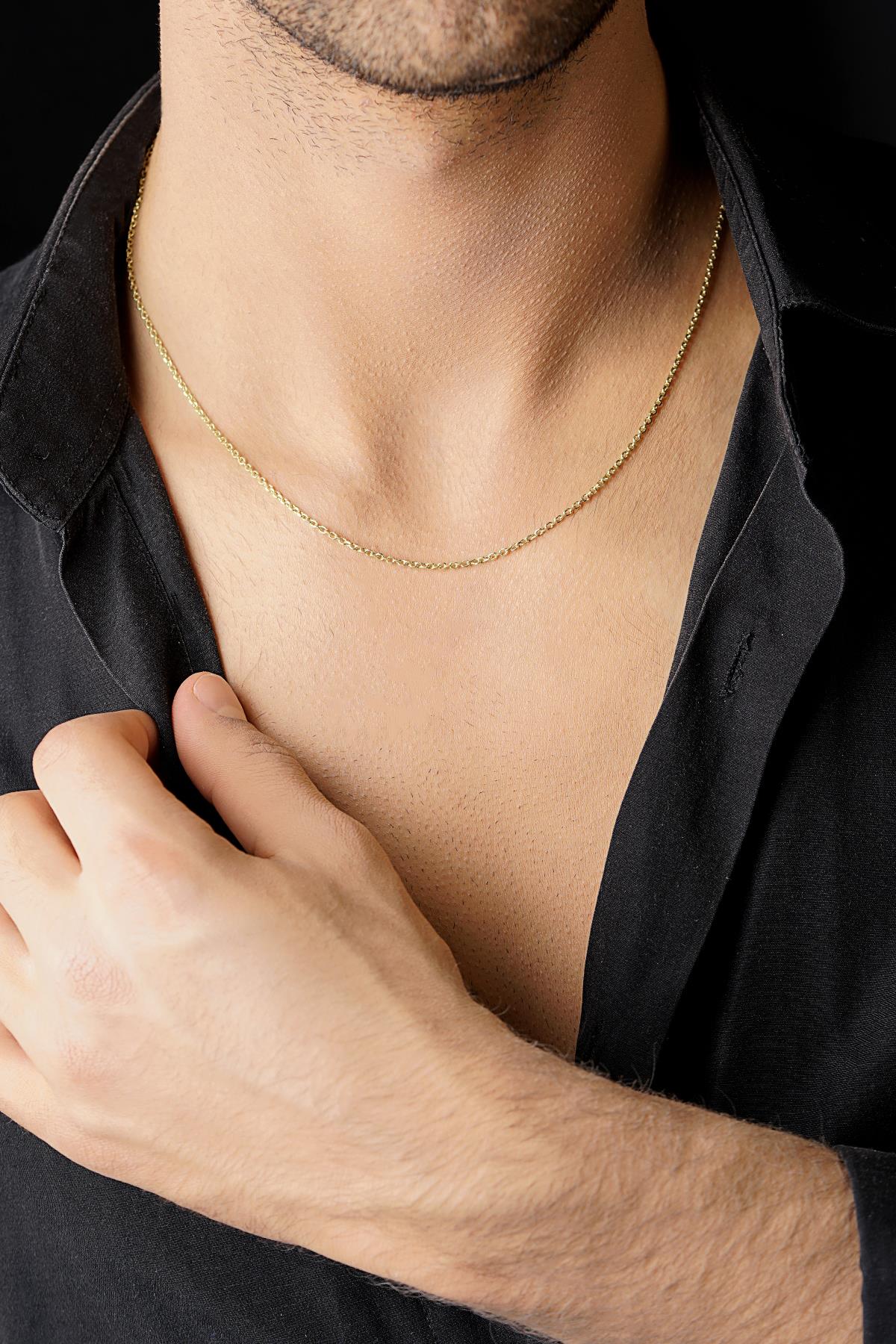 14K Solid Gold Curb Chain Men’s Necklace
