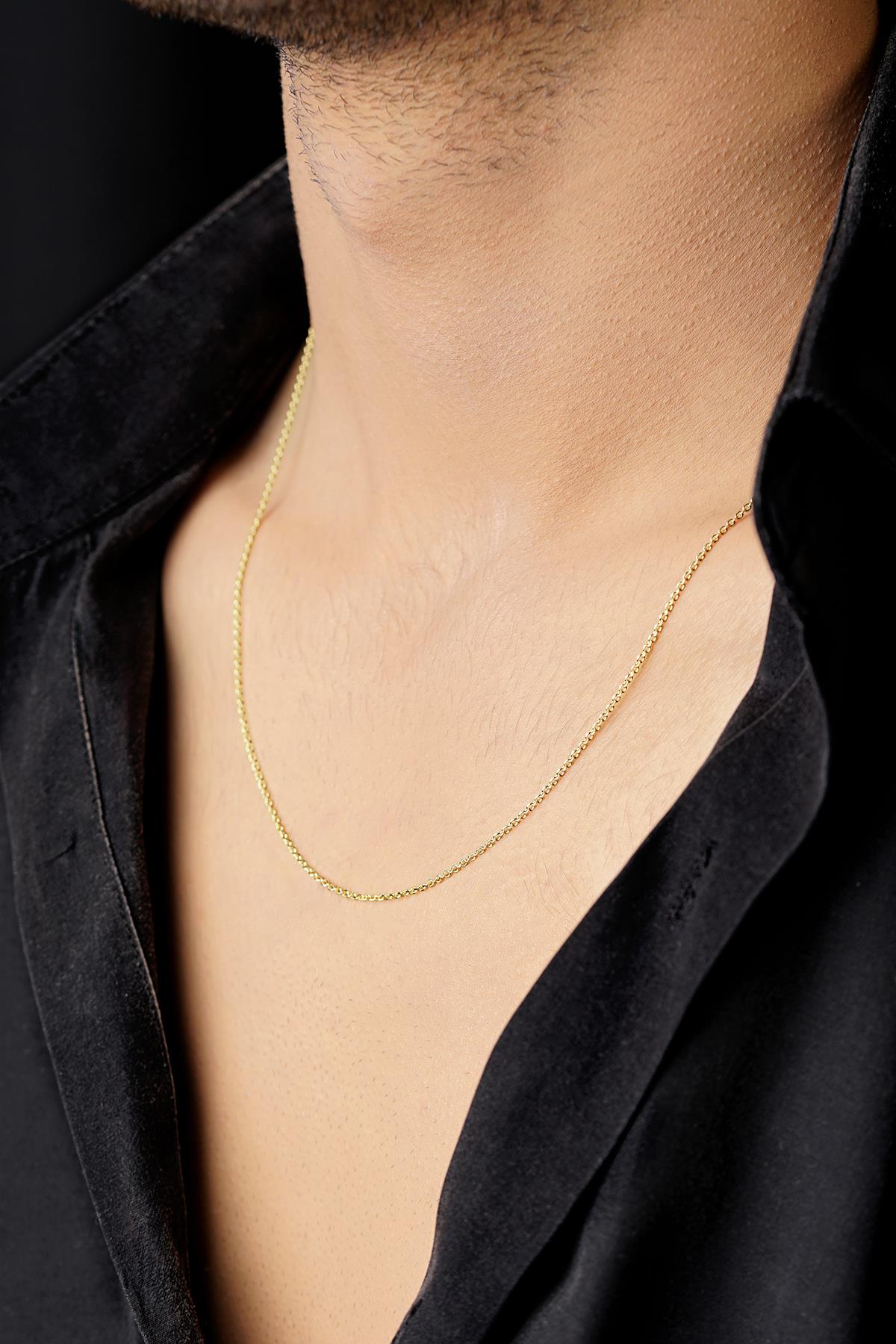 14K Solid Gold Curb Chain Men’s Necklace