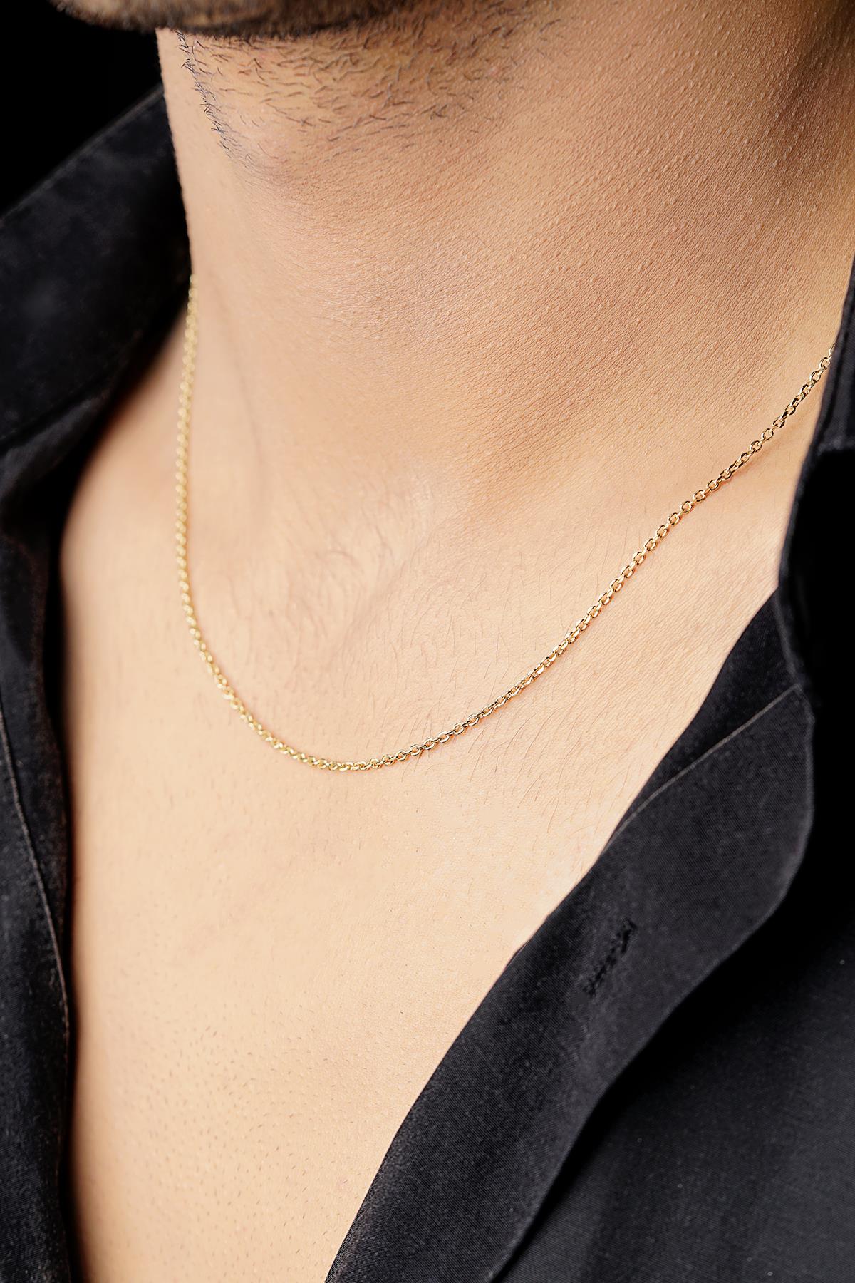 14K Solid Gold Curb Chain Men’s Necklace