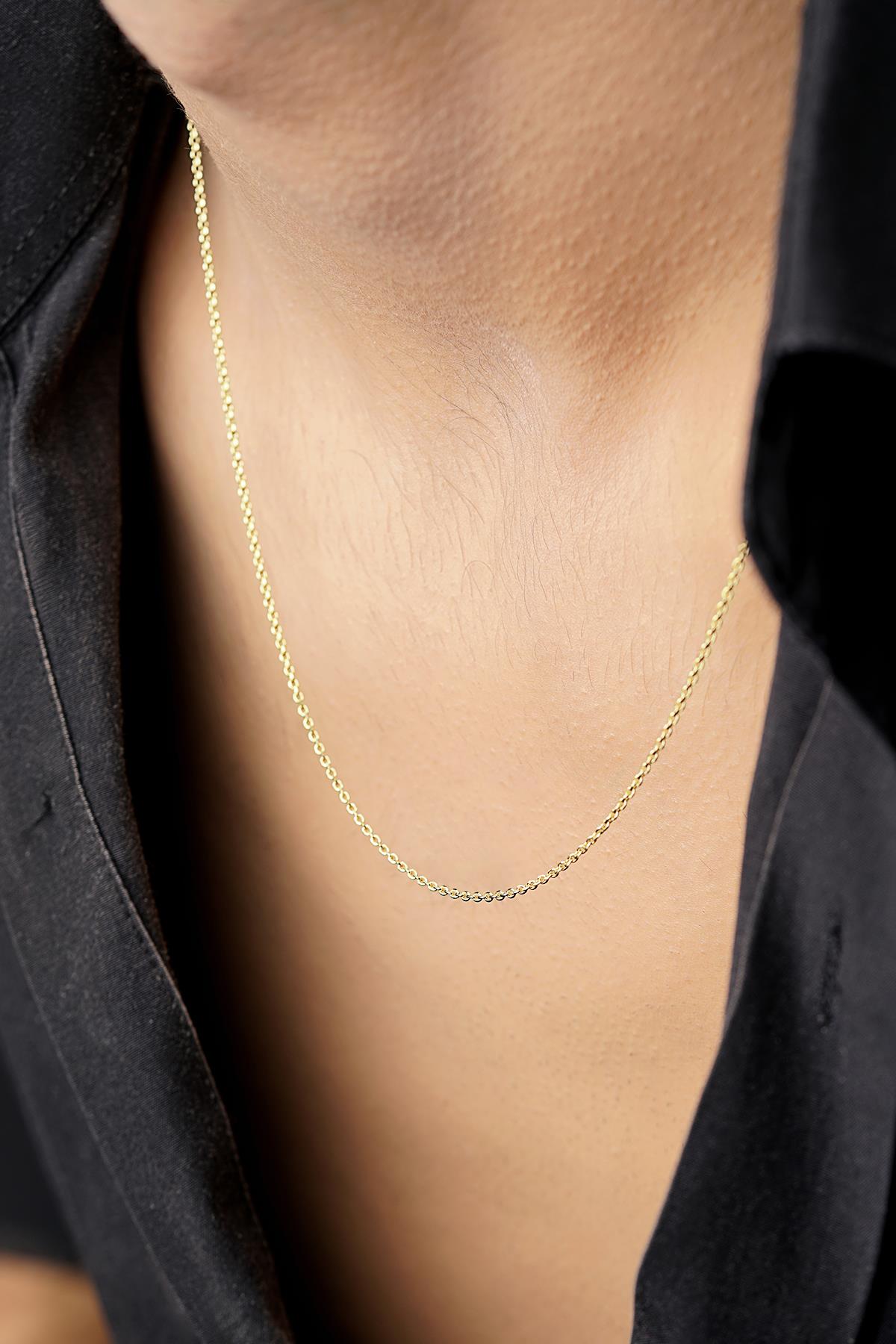 14K Solid Gold Curb Chain Men’s Necklace