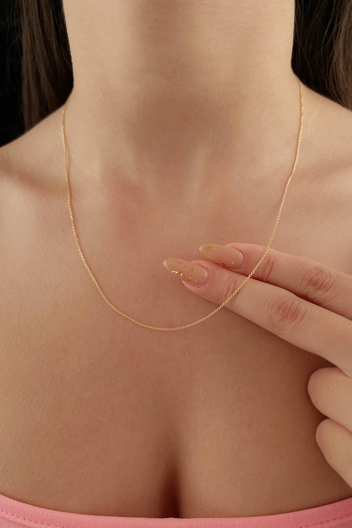 14K Gold Cut Solid Anchor Chain 0.039 inch