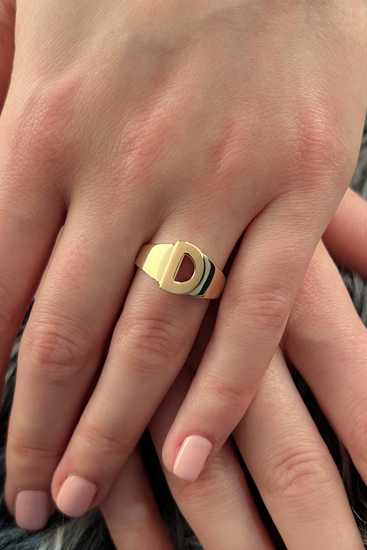 14k Gold D Initial Ring