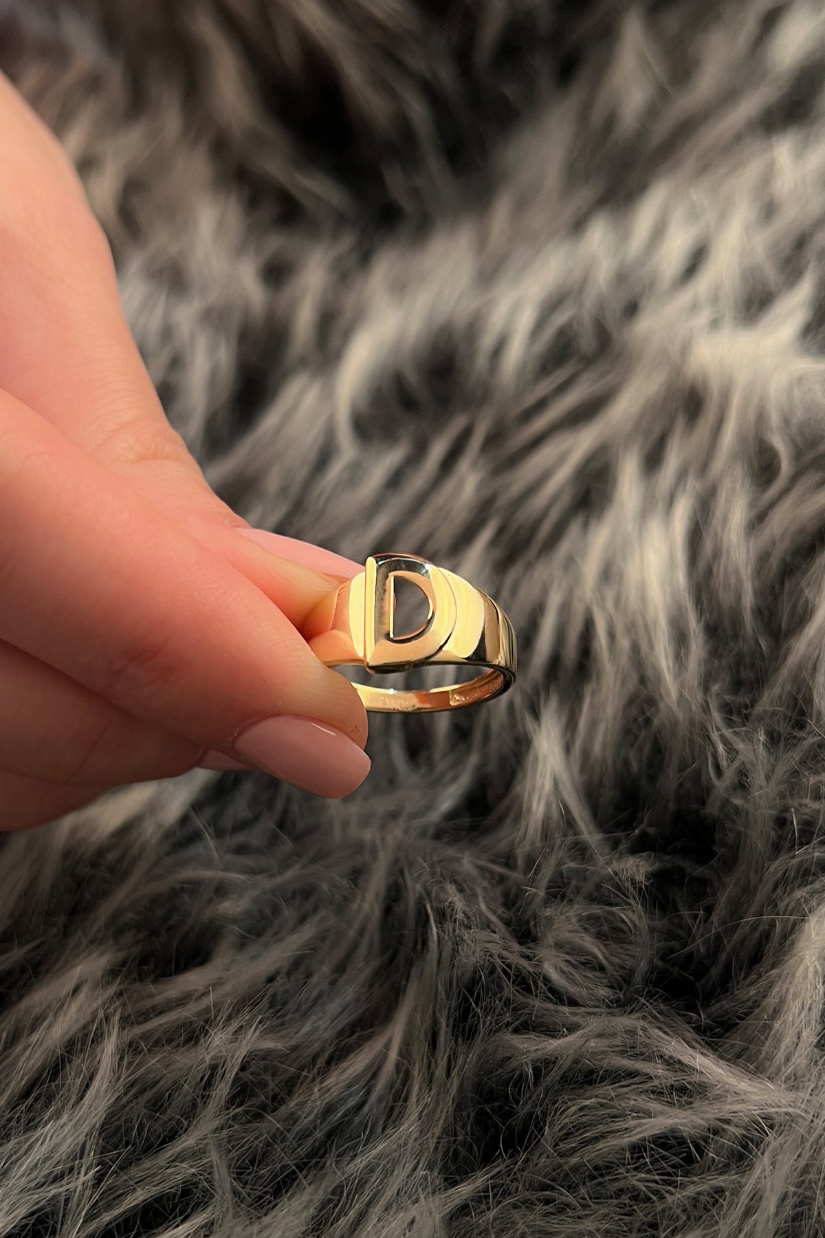 14k Gold D Initial Ring