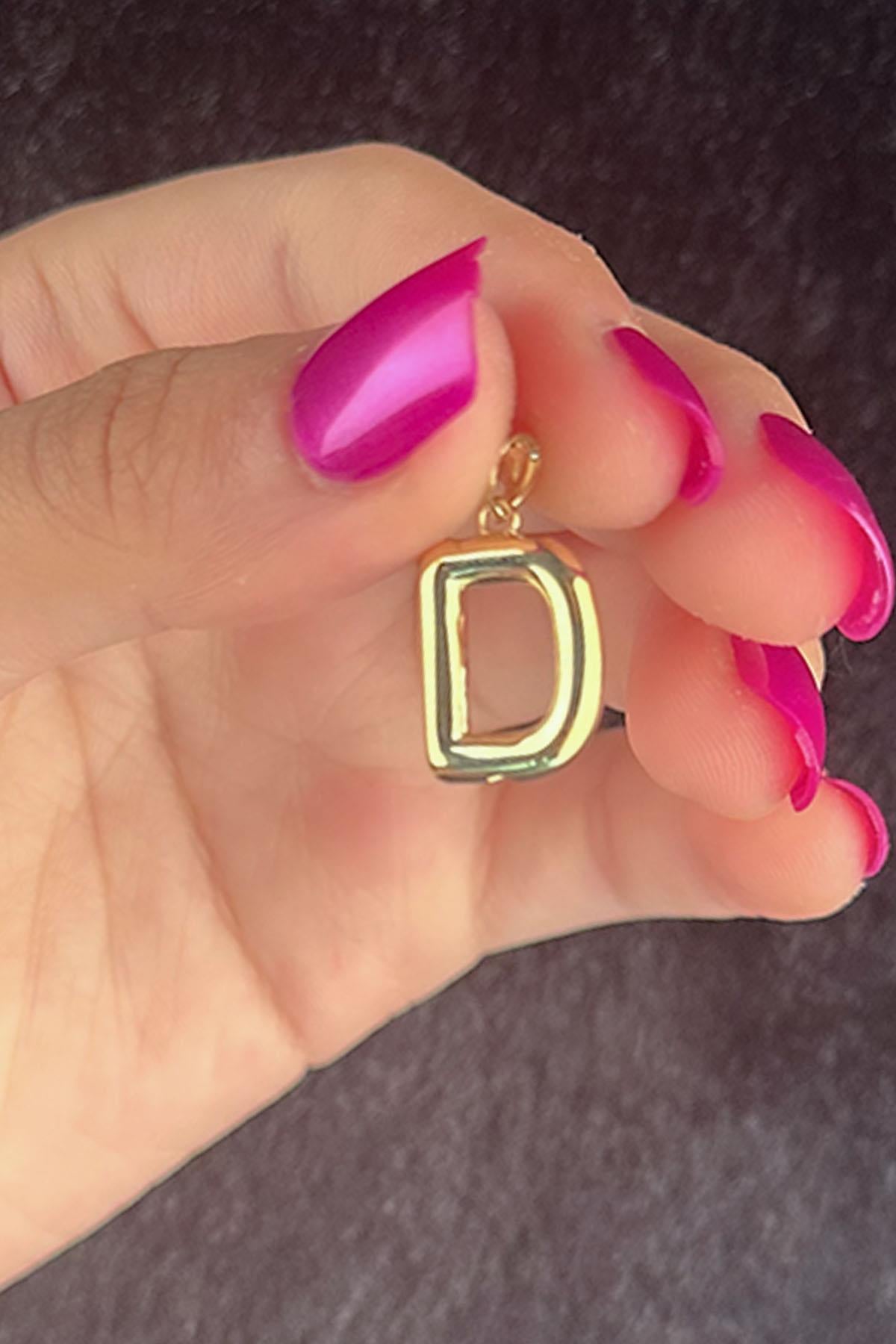 14K Gold D Letter Charm