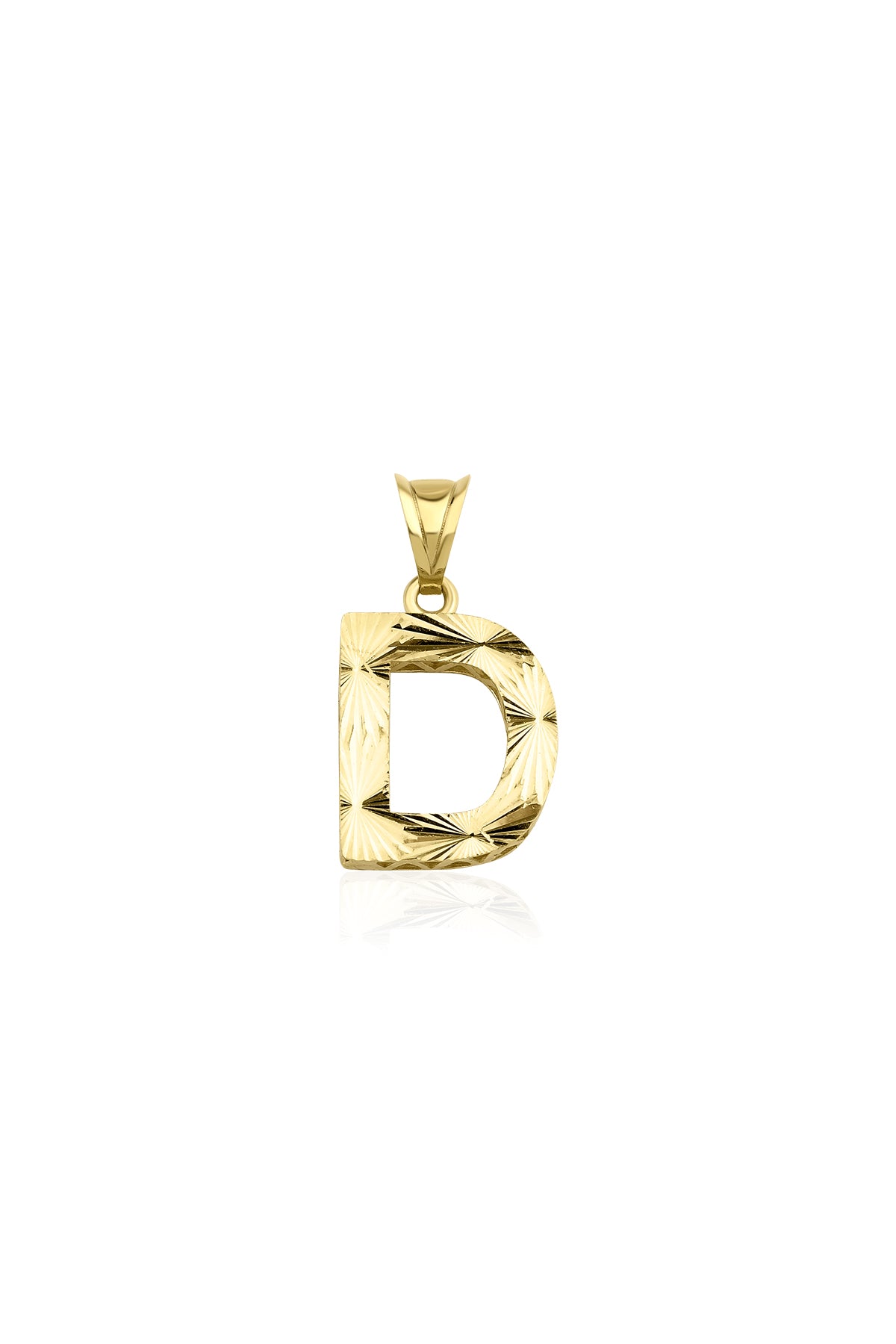 14K Gold D Letter Mini Shine Pendant