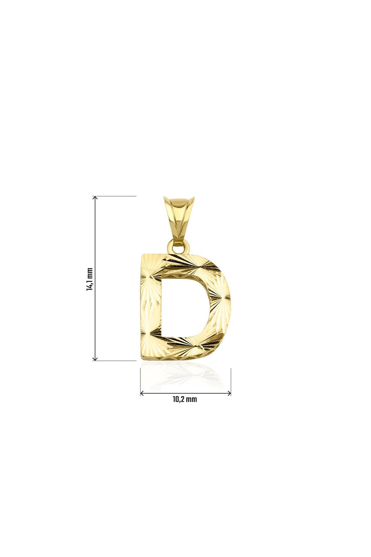 14K Gold D Letter Mini Shine Pendant