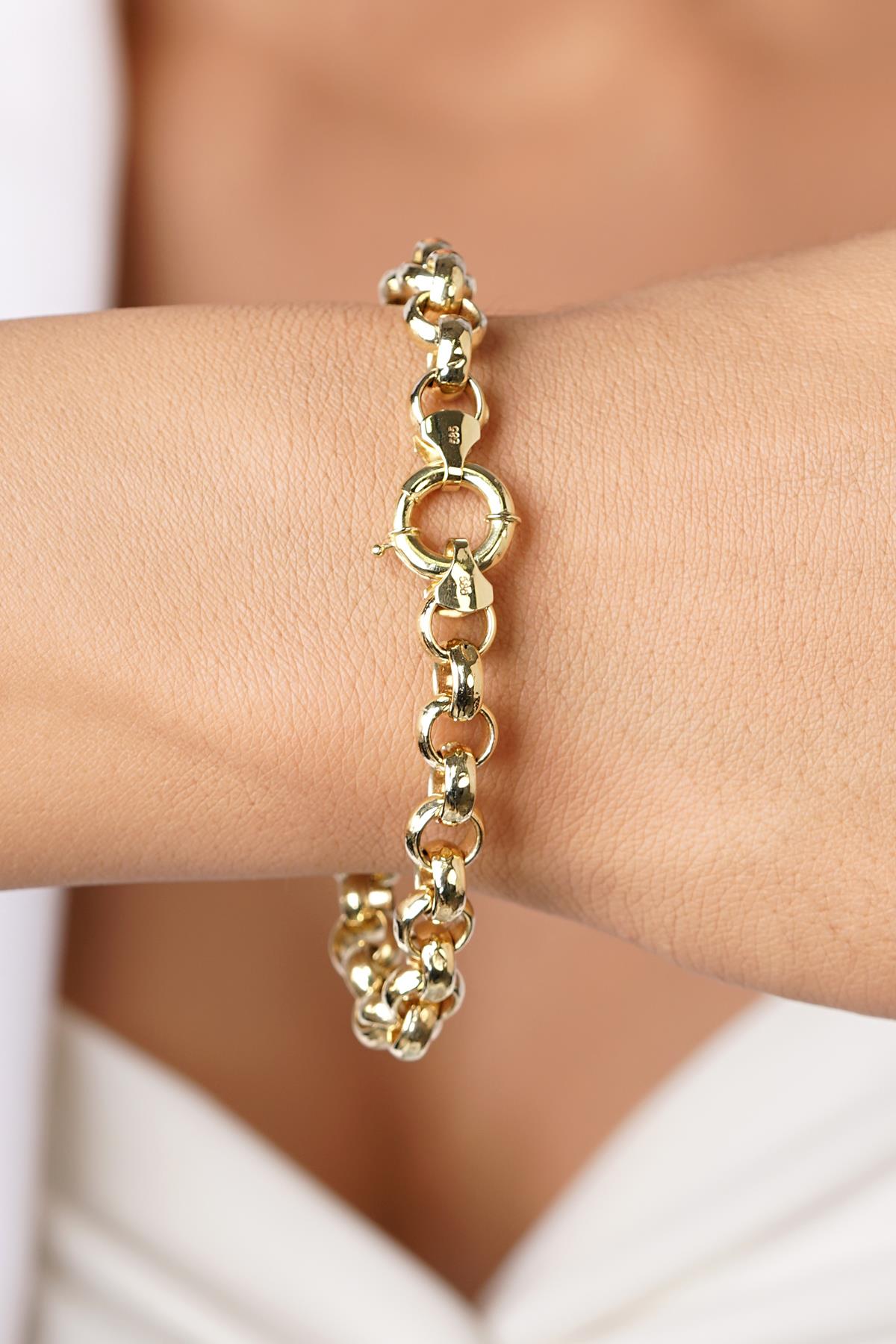 14K Gold D-Link Rounded Curb Bracelet