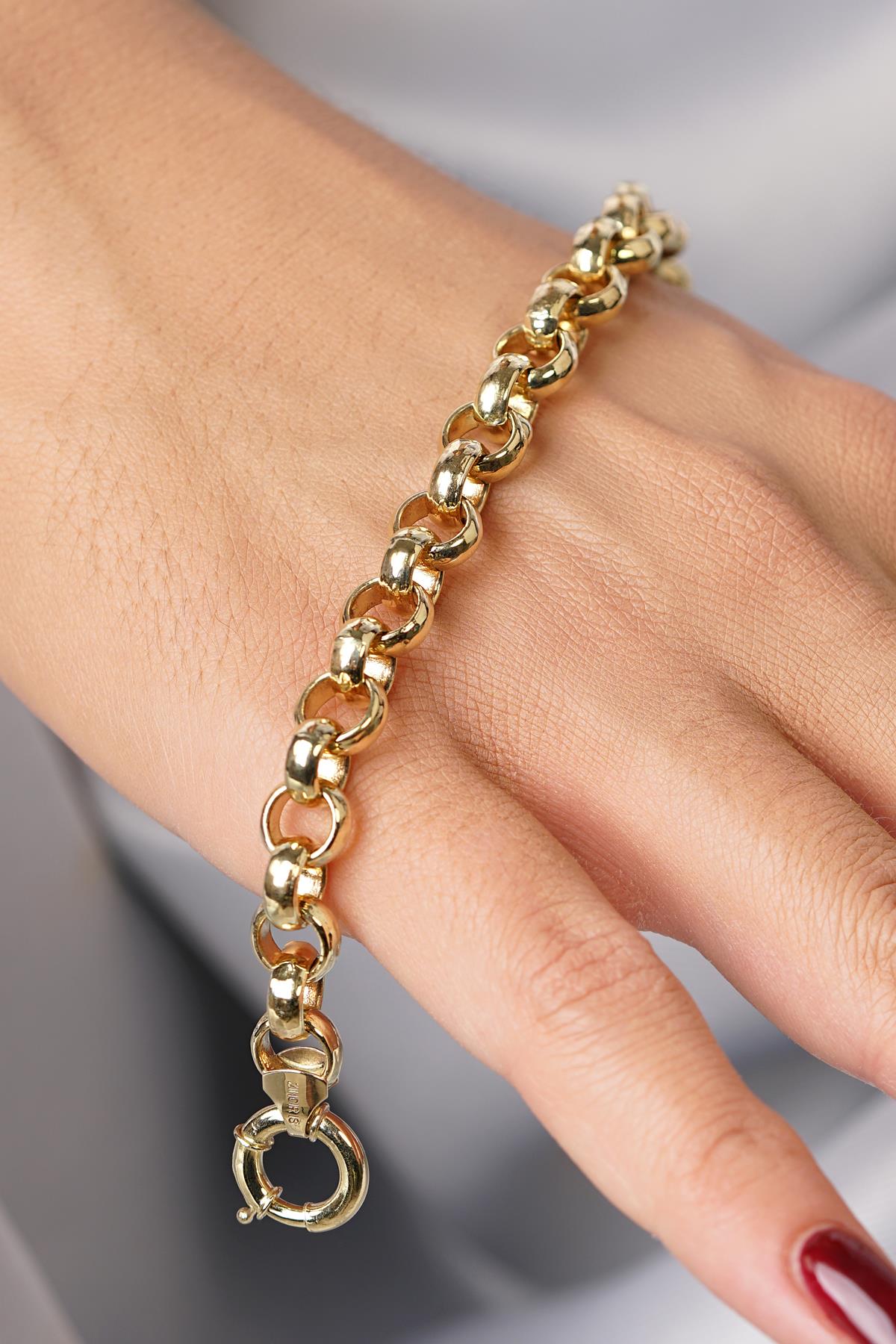 14K Gold D-Link Rounded Curb Bracelet