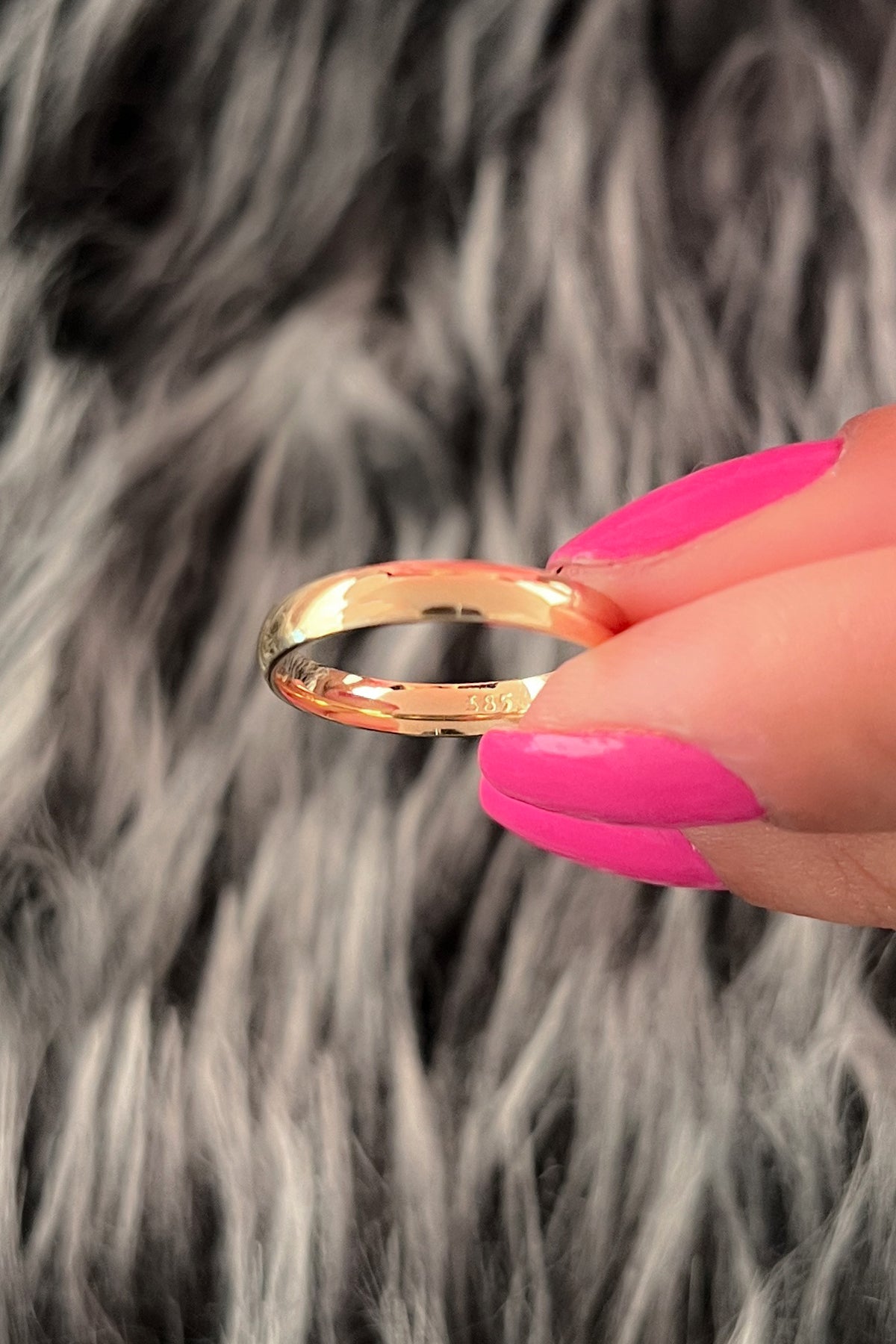 14K Gold D Shape Women Wedding Ring 0.118 inch