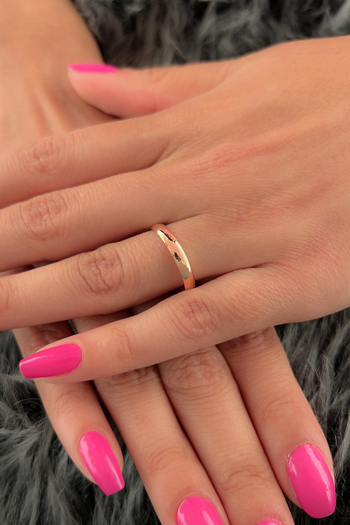 14K Gold D Shape Women Wedding Ring 0.118 inch