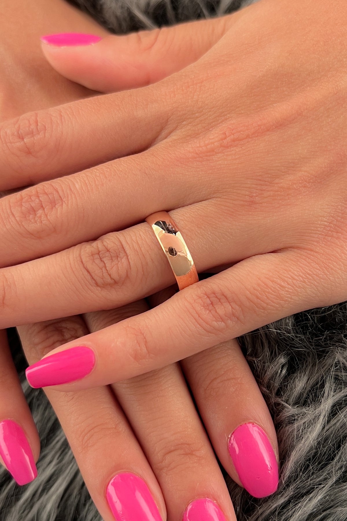 14K Gold D Shape Women Wedding Ring 0.196 inch