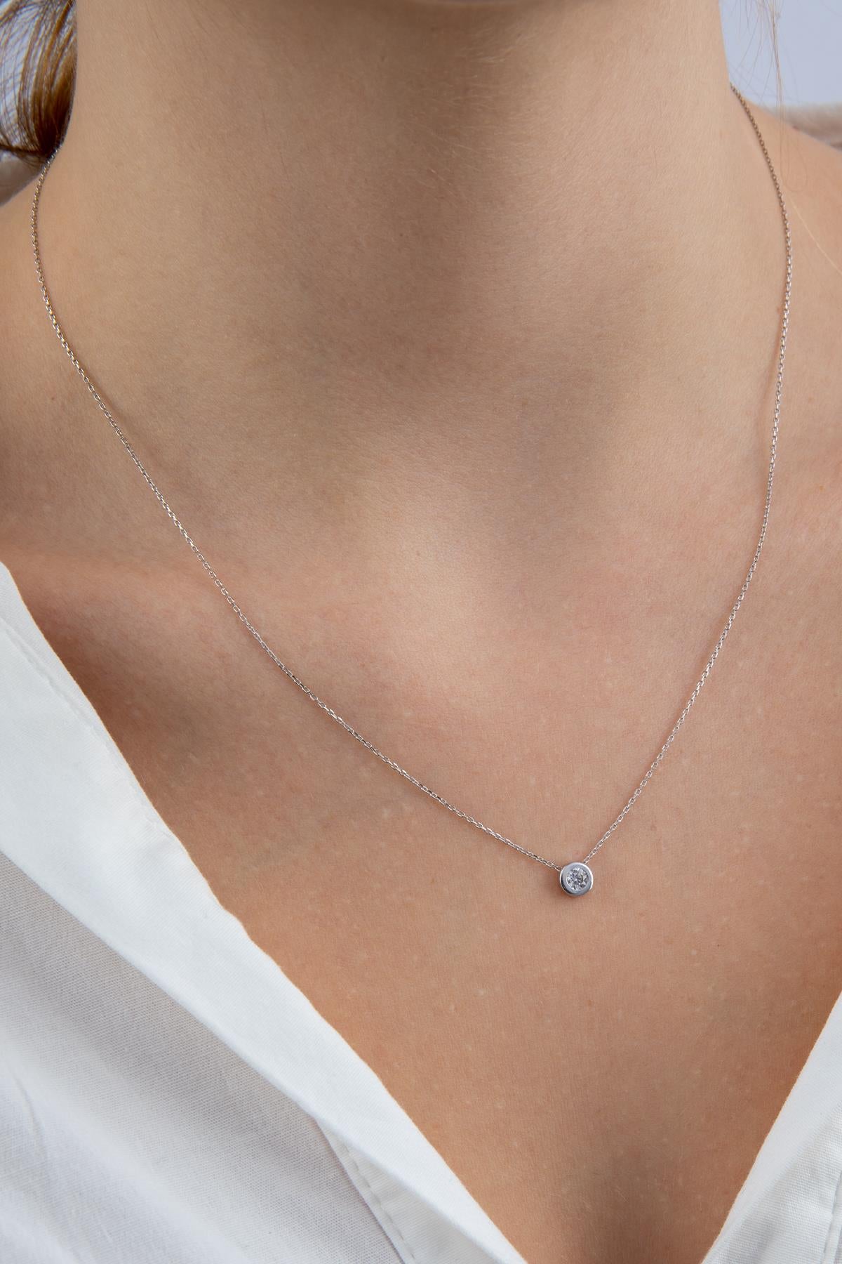 14K Gold Dainty Stone Necklace