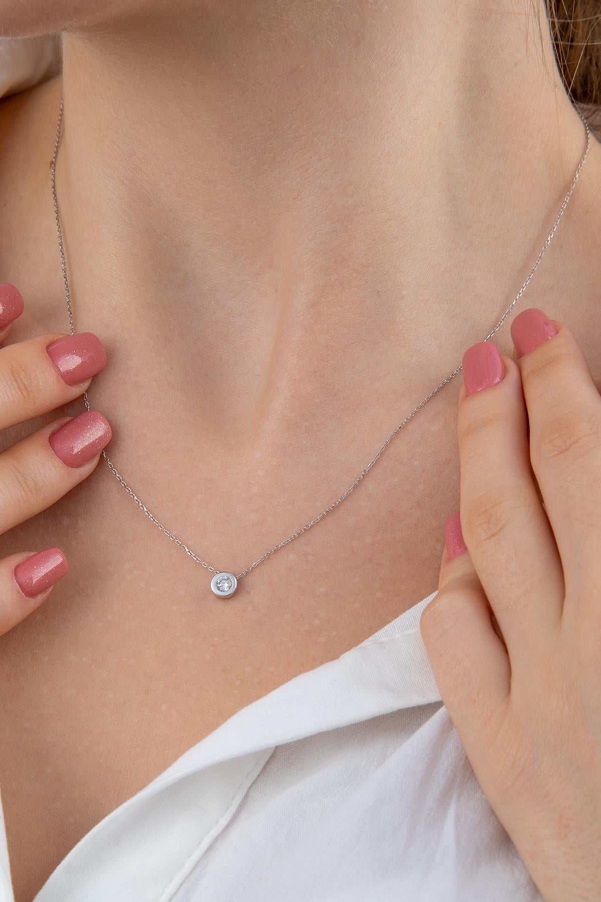 14K Gold Dainty Stone Necklace