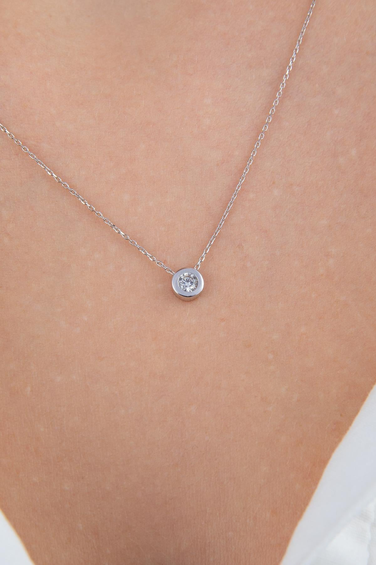 14K Gold Dainty Stone Necklace