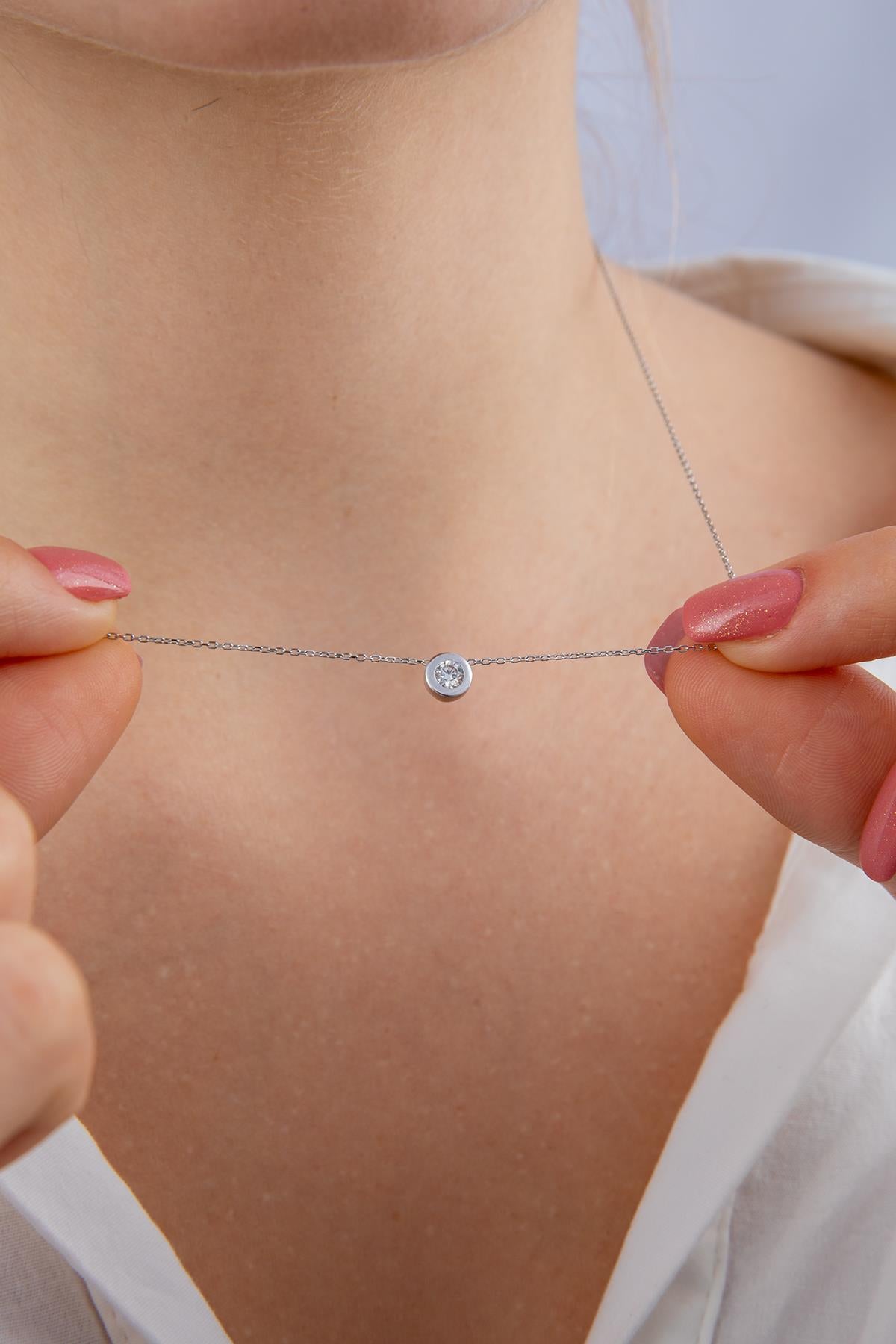 14K Gold Dainty Stone Necklace