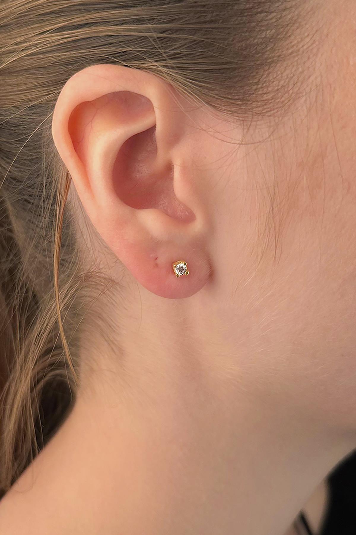 14K Gold Dainty Stud Earrings 2